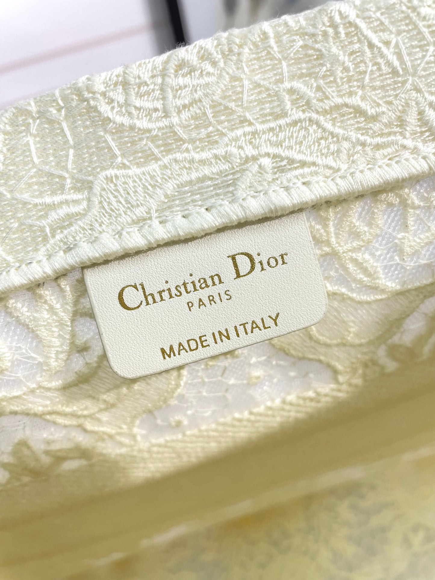Christian Dior Embroidered Book Tote Bag - White Canvas