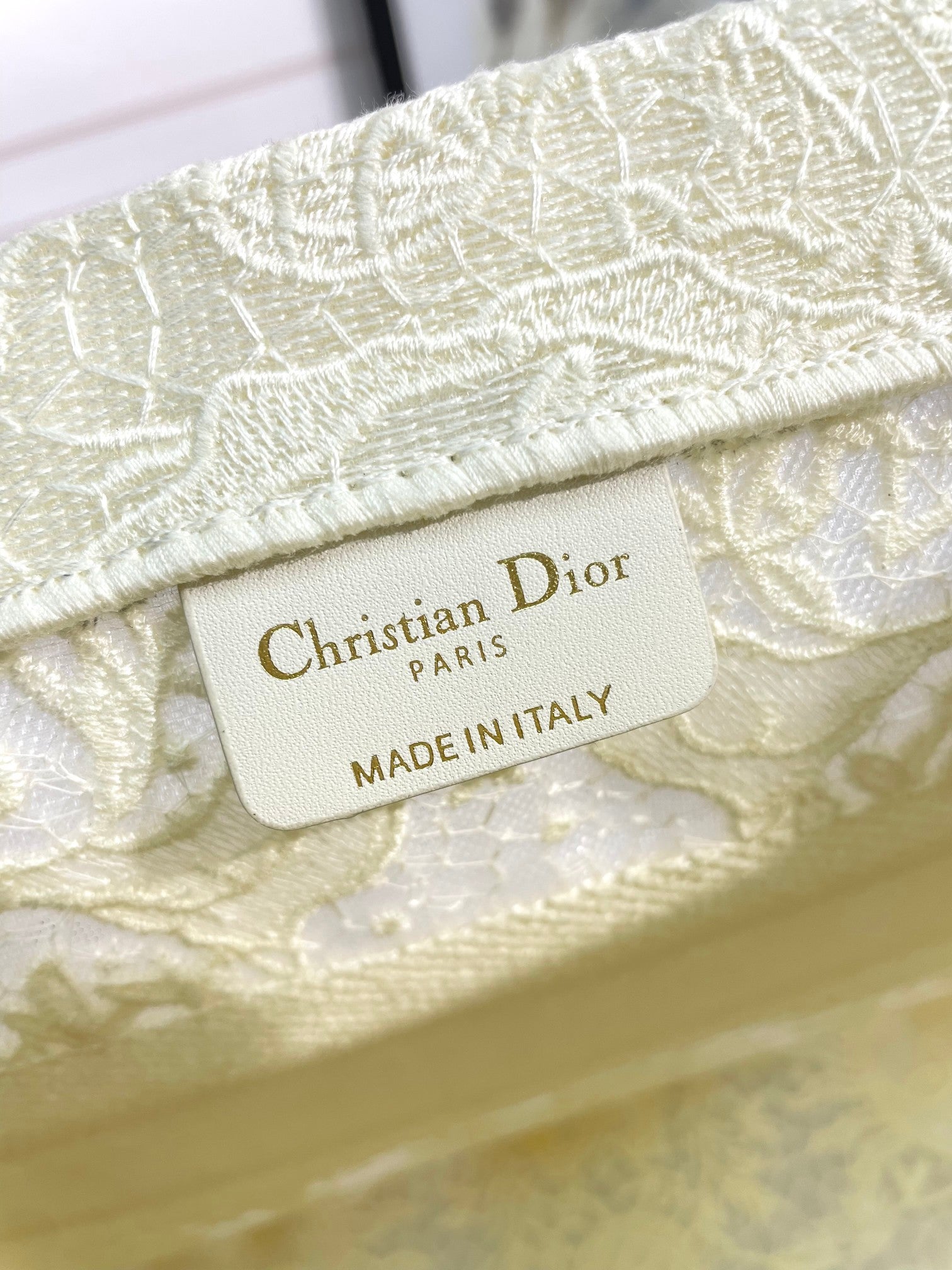 Christian Dior Embroidered Book Tote Bag - White Canvas