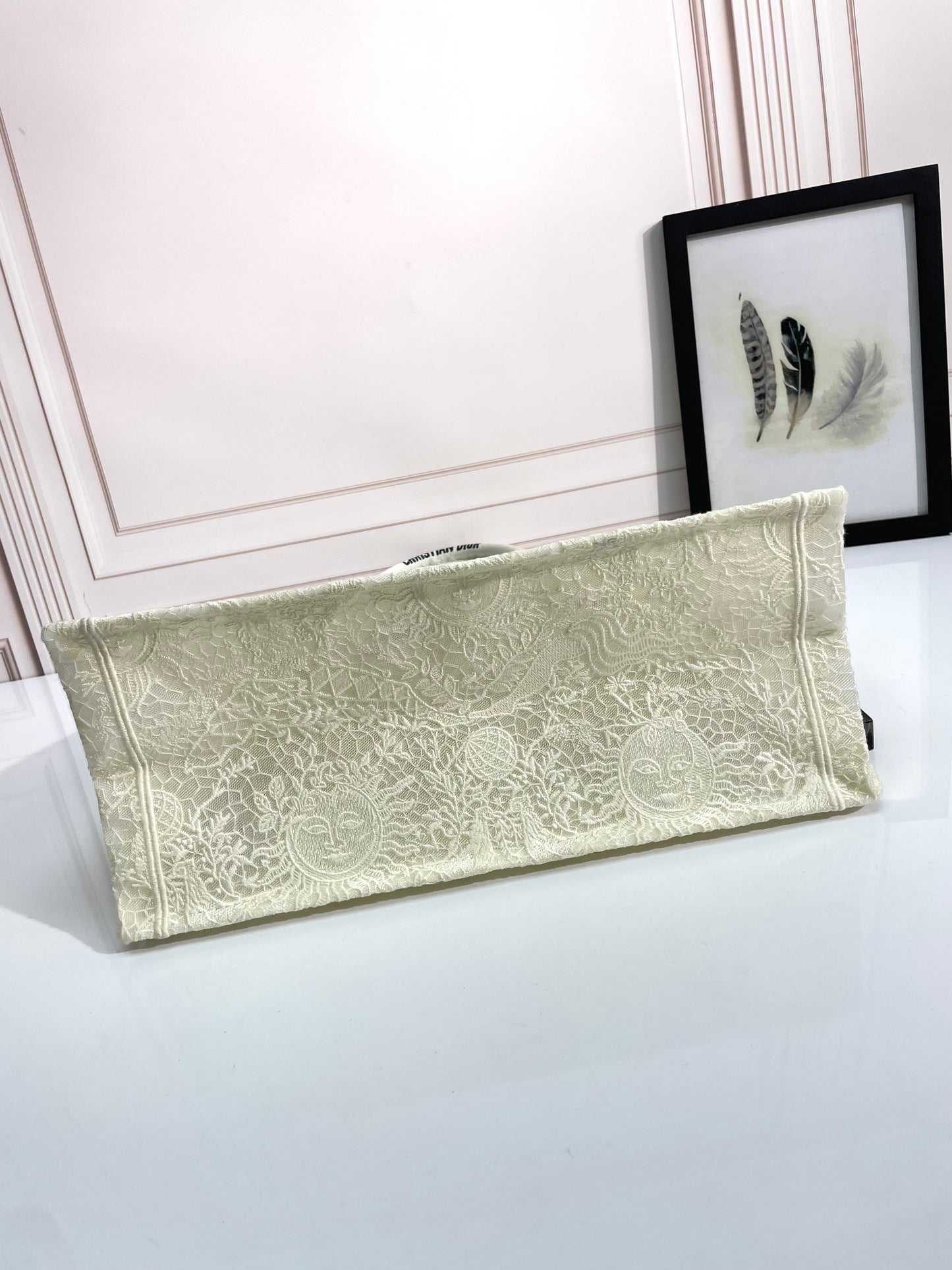 Christian Dior Large Book Tote Bag - Beige Embroidered Canvas