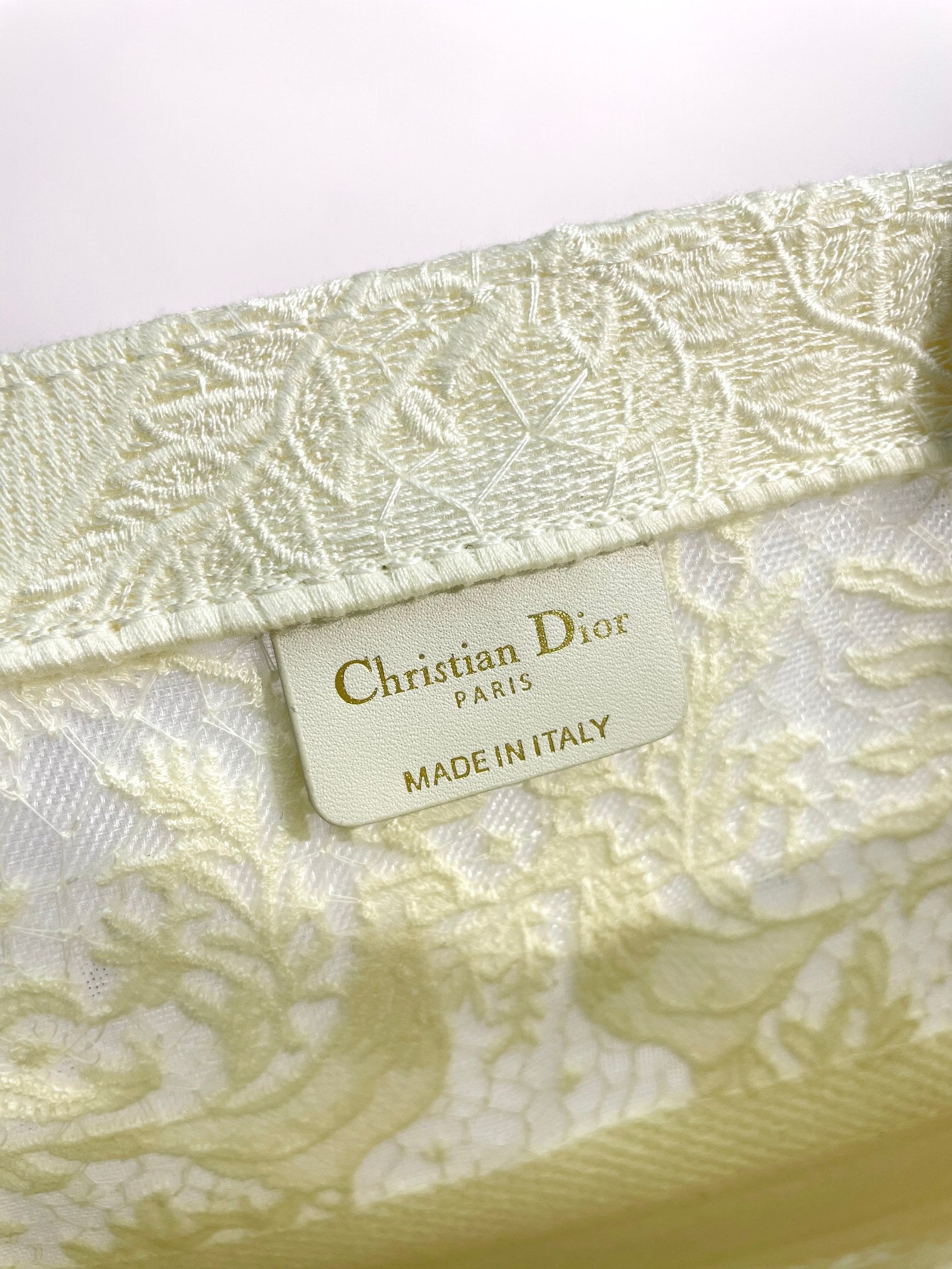 Christian Dior Large Book Tote Bag - Cream Embroidered Canvas