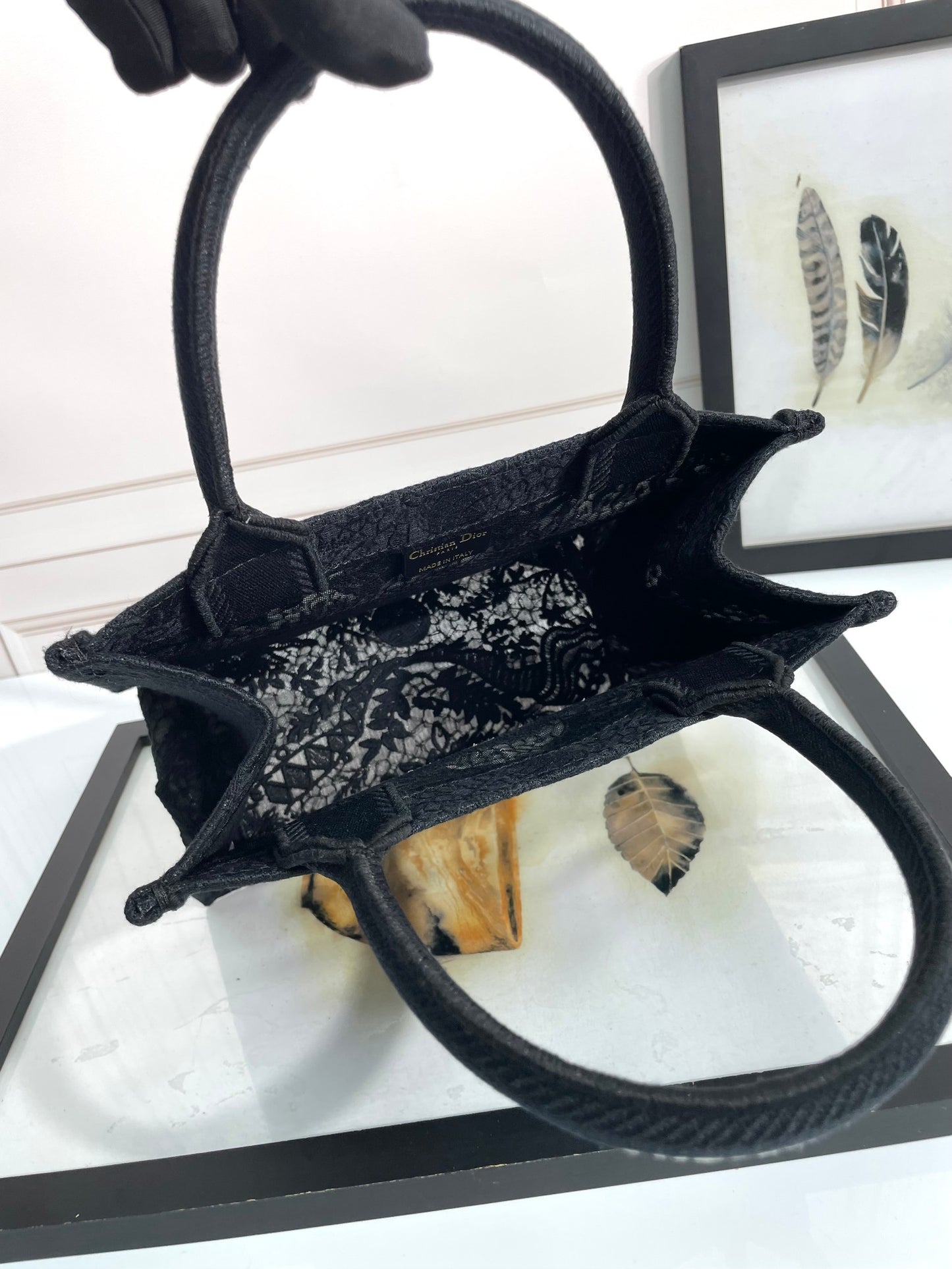 Christian Dior Book Tote - Black Toile de Jouy Reverse Embroidery - Medium