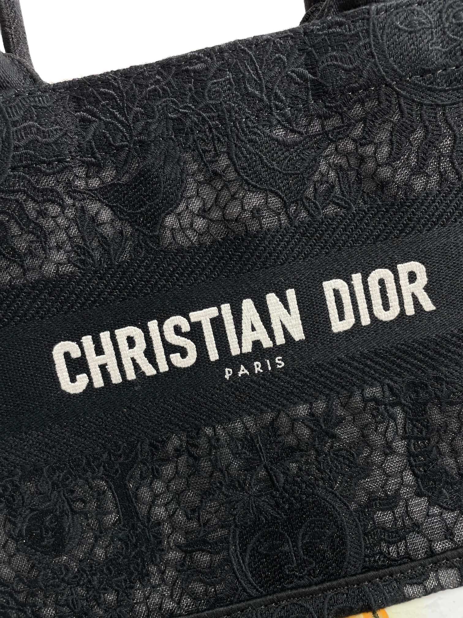 Christian Dior Book Tote - Black Toile de Jouy Reverse Embroidery - Medium
