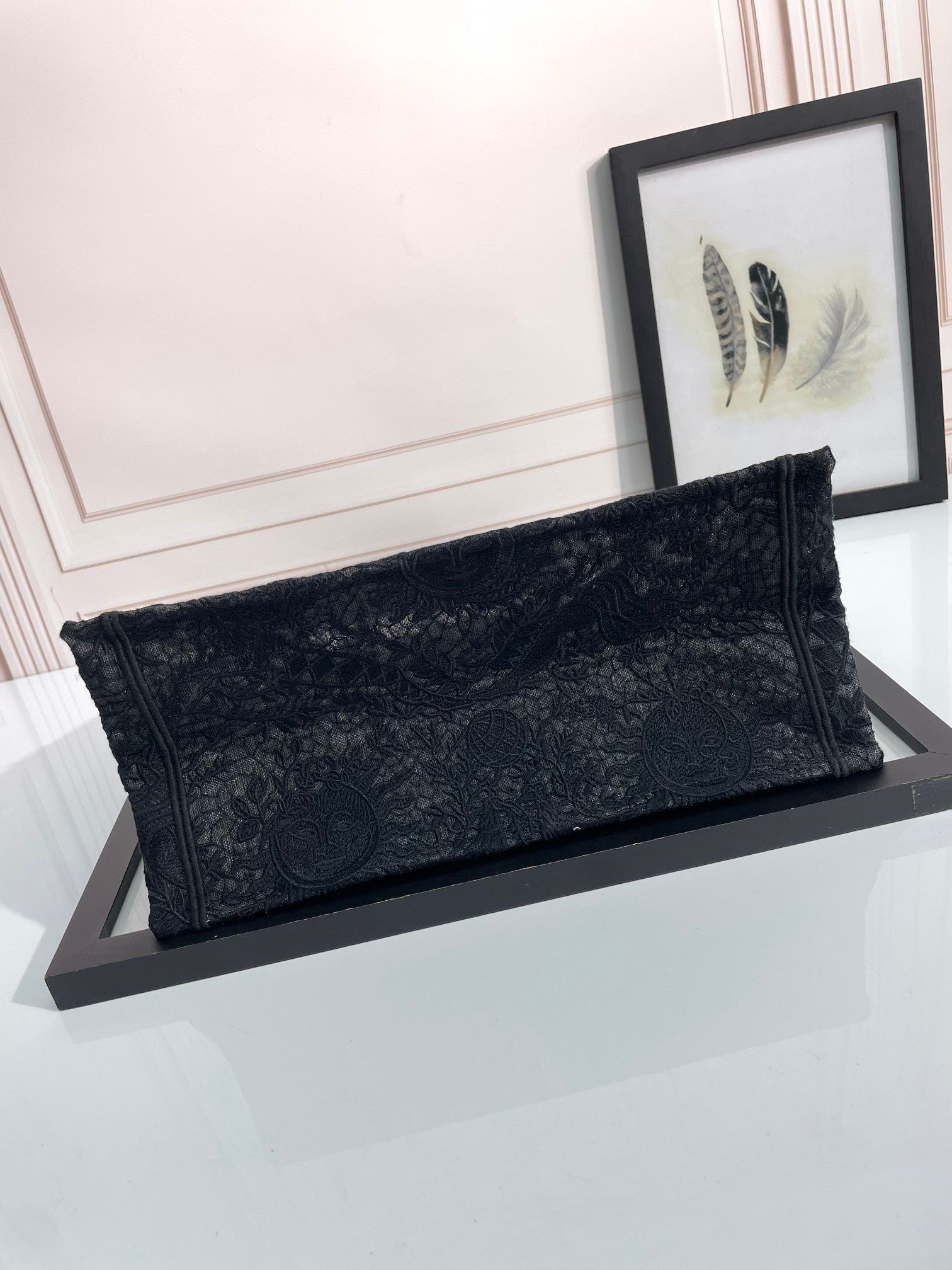 Christian Dior Book Tote - Black Embroidered Canvas Handbag