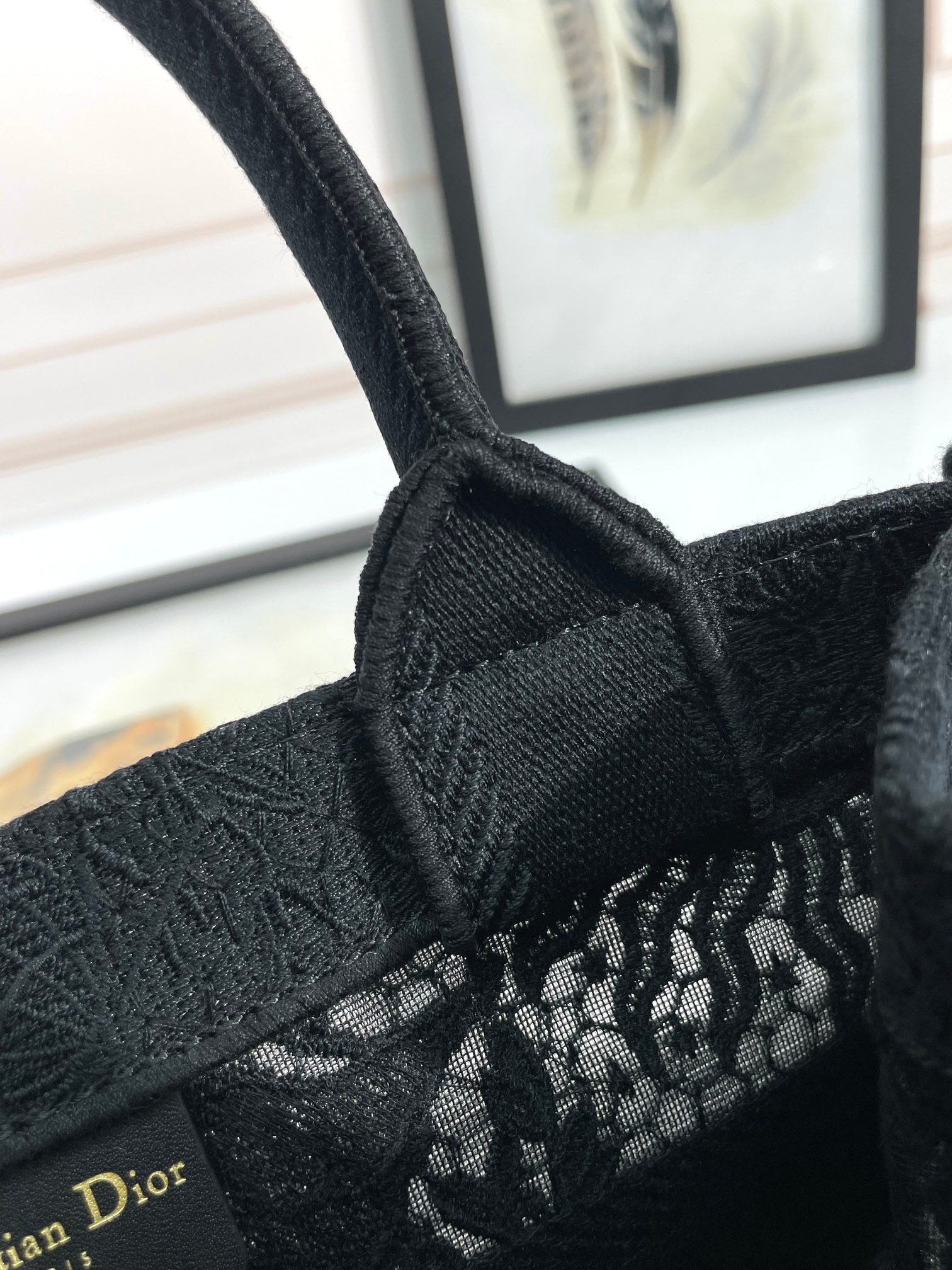 Christian Dior Book Tote - Black Embroidered Canvas Handbag