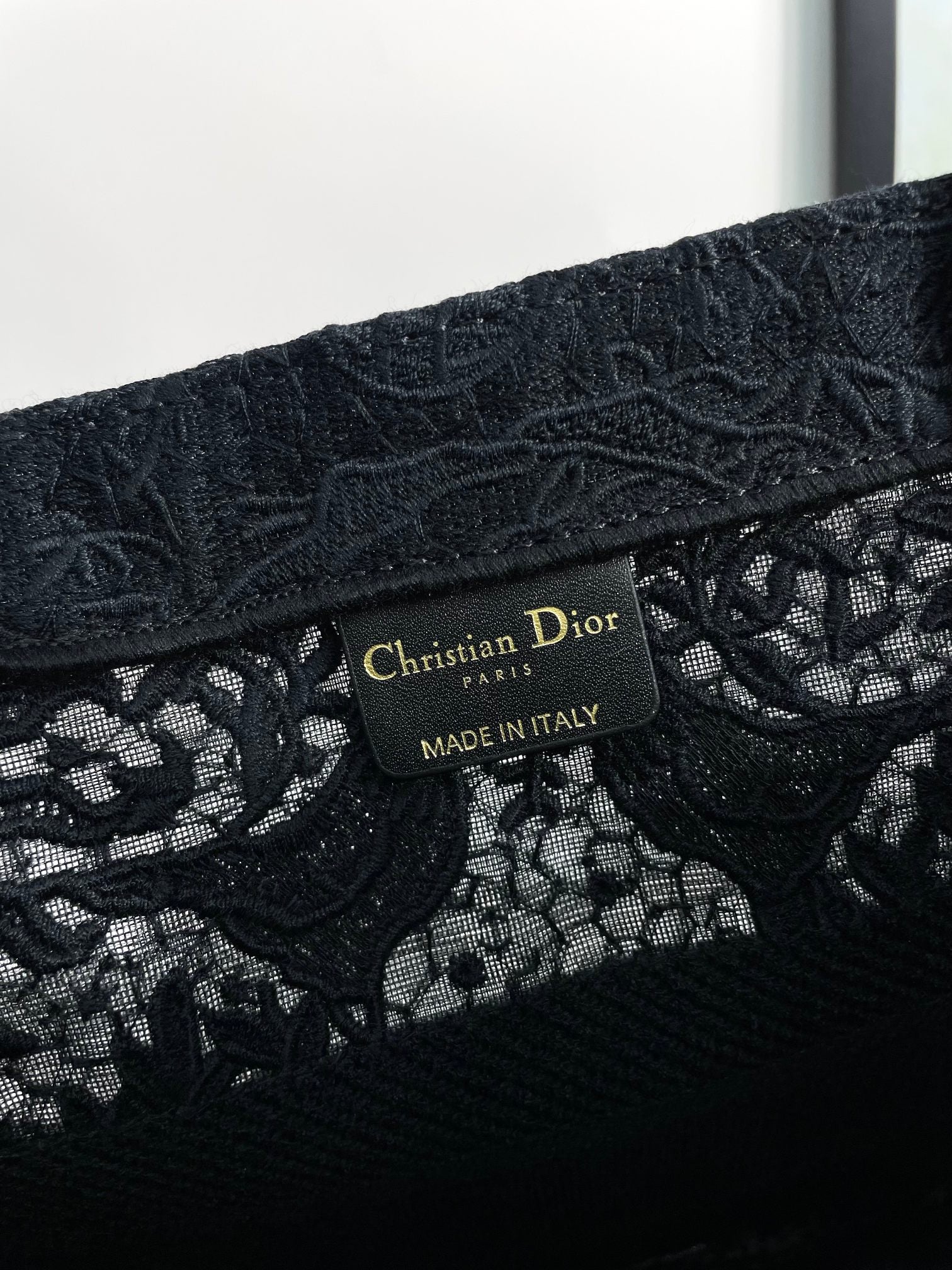 Christian Dior Book Tote - Black Embroidered Canvas Handbag
