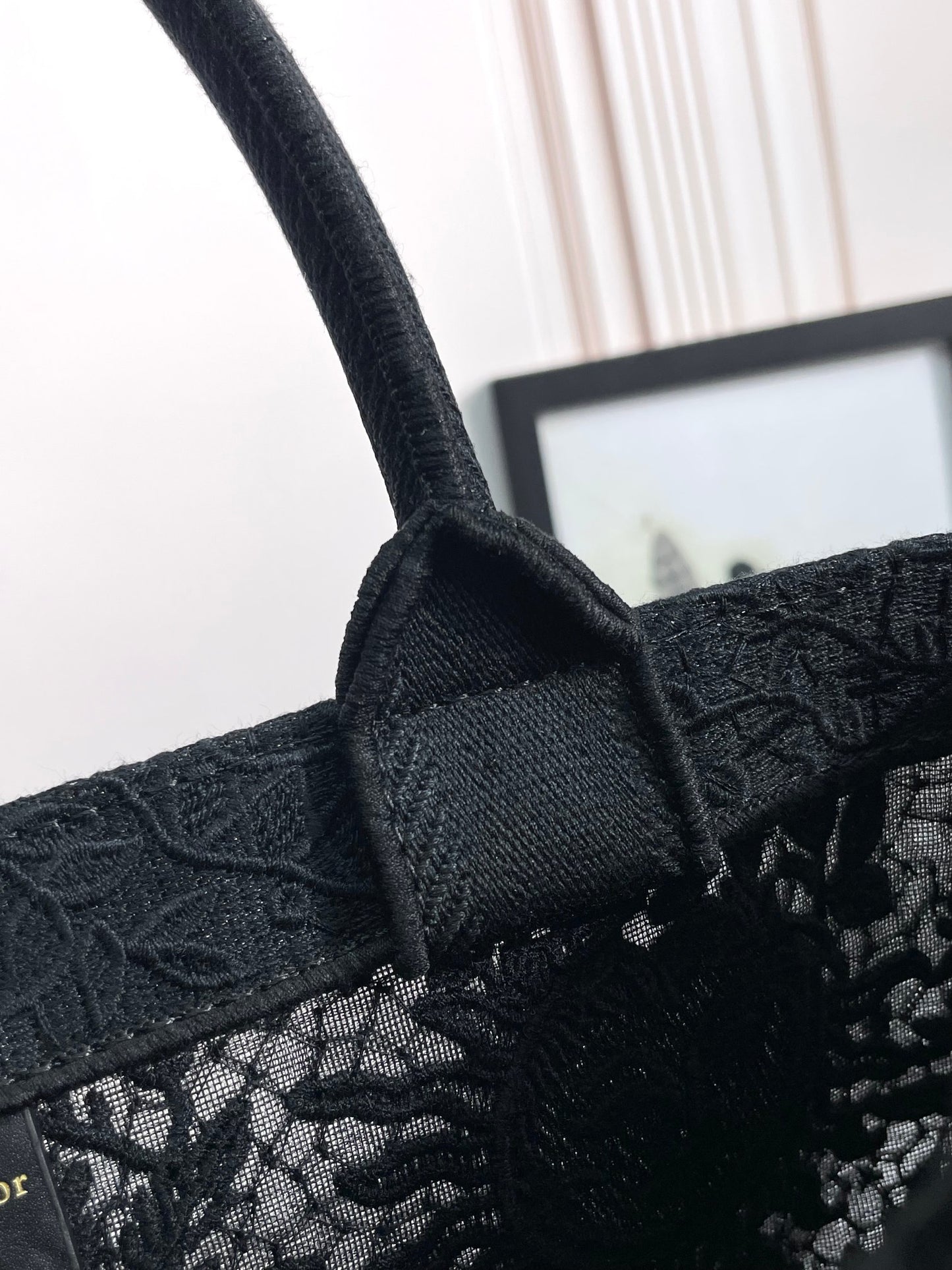 Christian Dior Large Book Tote Bag - Black Embroidered Canvas