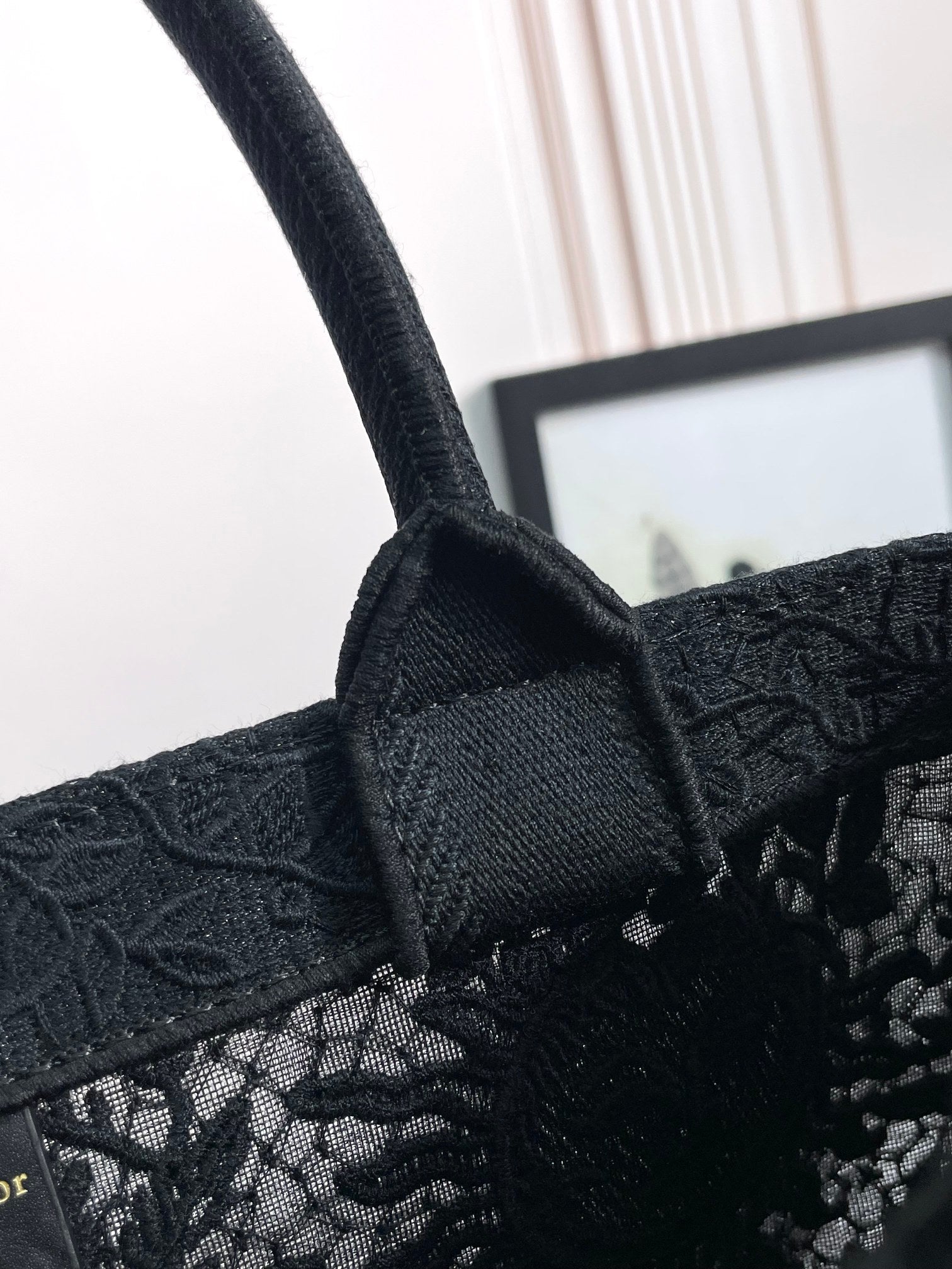 Christian Dior Large Book Tote Bag - Black Embroidered Canvas