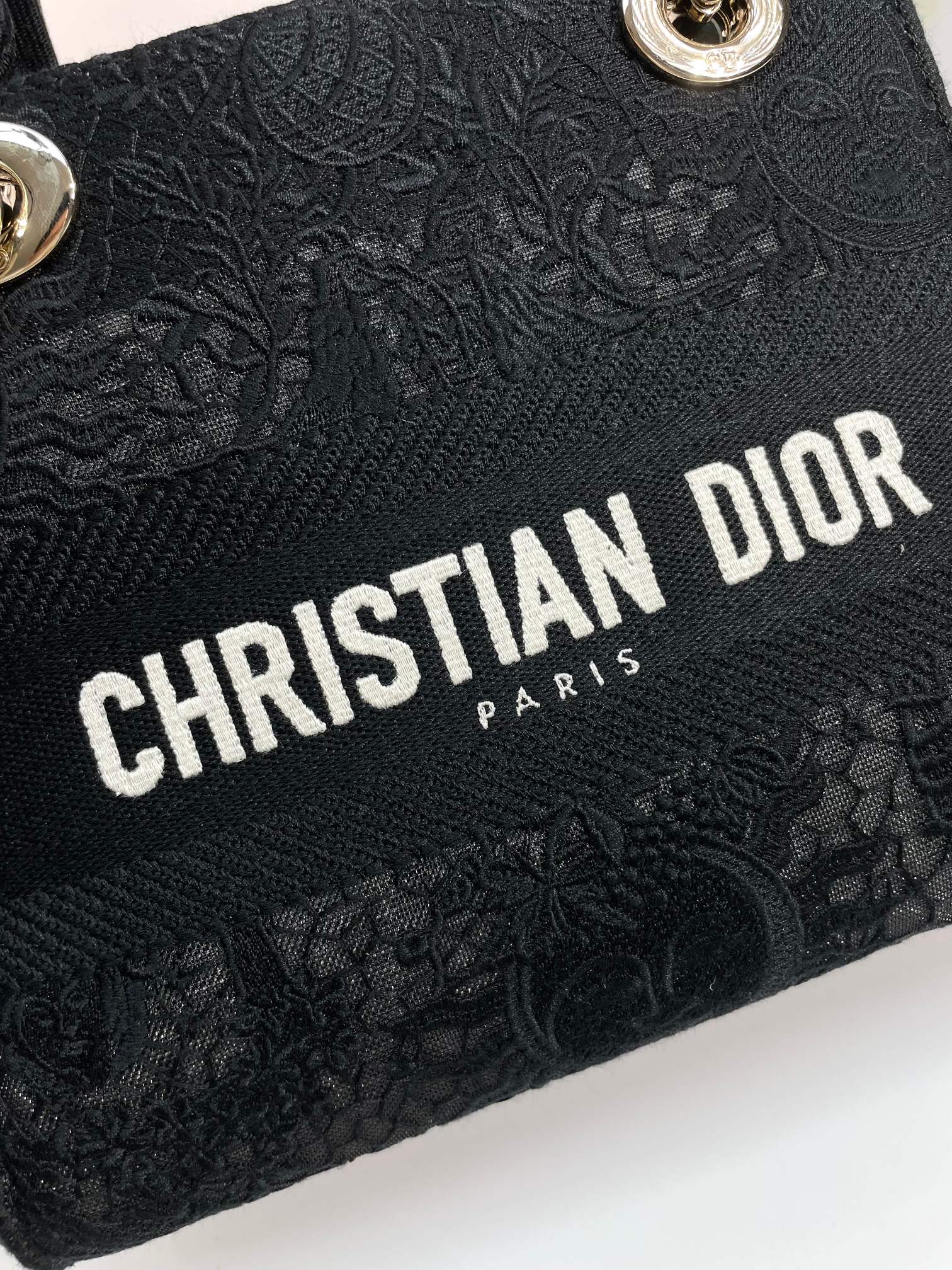 Christian Dior Lady D-Lite Medium Bag Black Cannage Embroidery