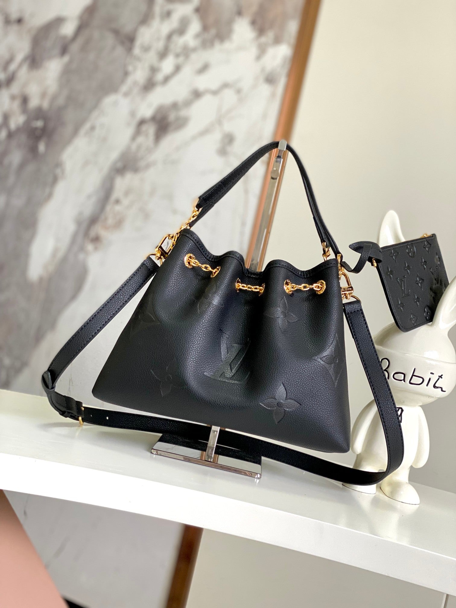 Louis Vuitton Monogram Empreinte Leather Hobo Bag - Black