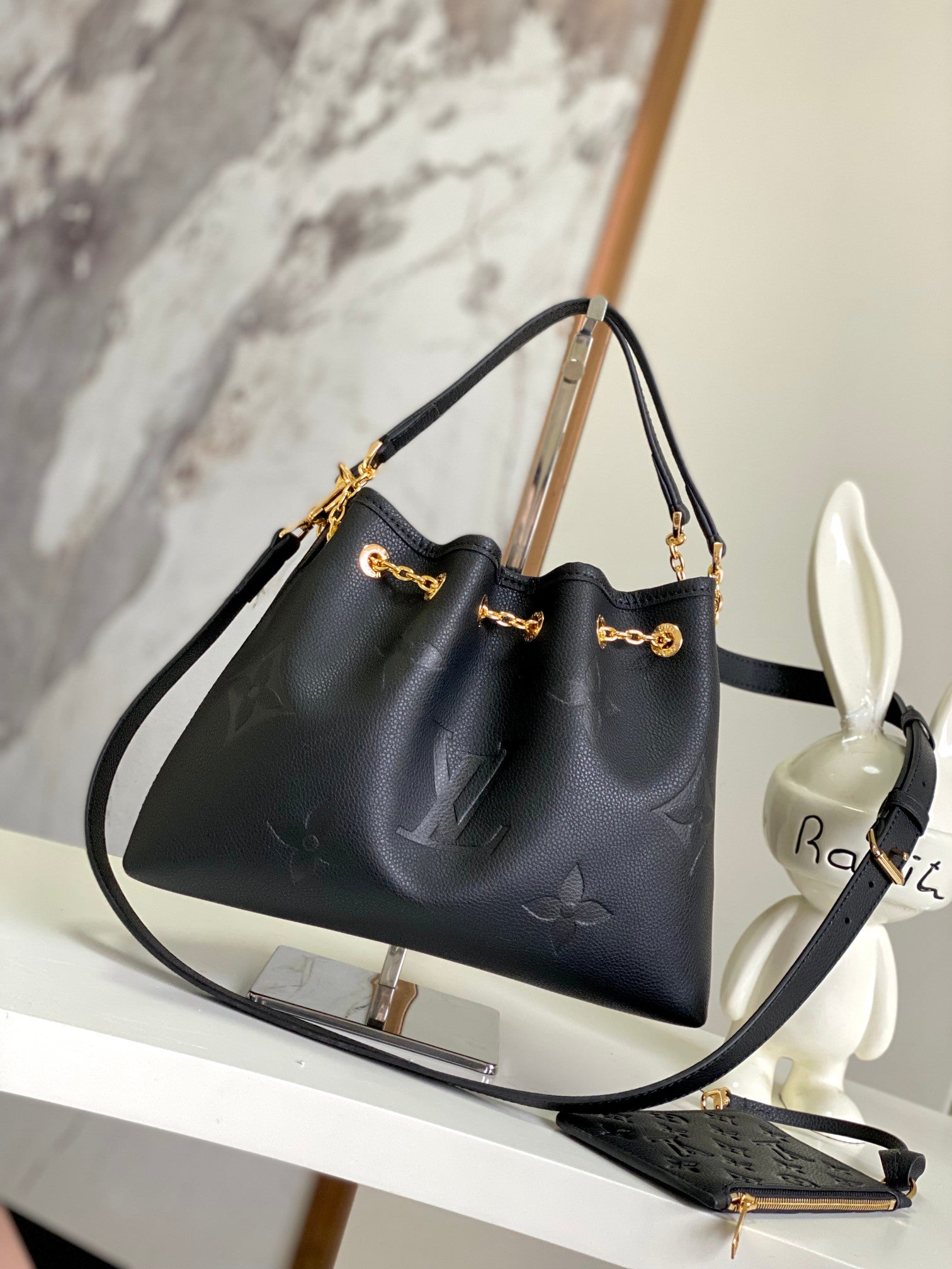 Louis Vuitton Monogram Empreinte Leather Hobo Bag - Black