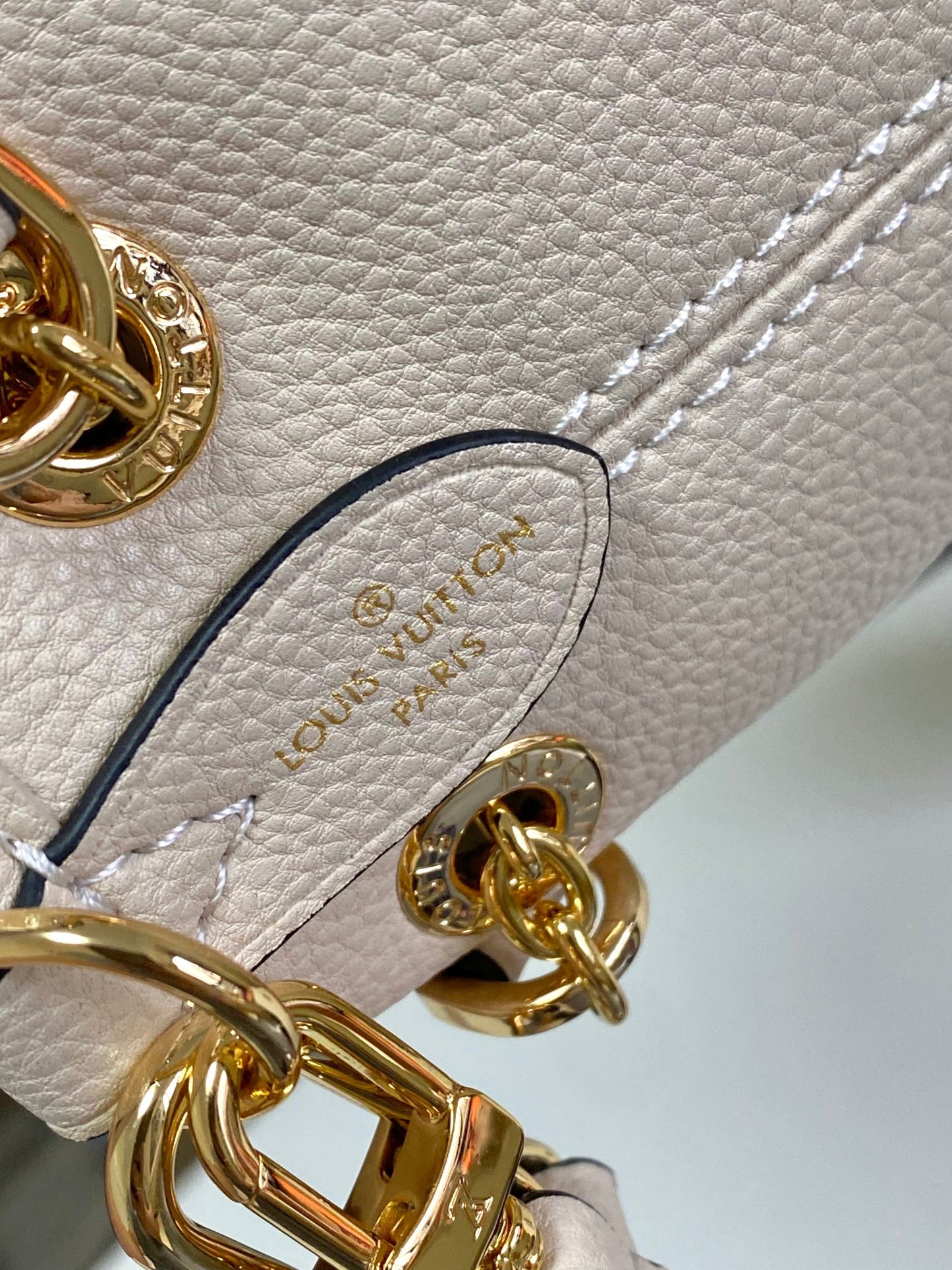 Louis Vuitton Muria Bucket Bag Monogram Mahina Perforated Leather Cream