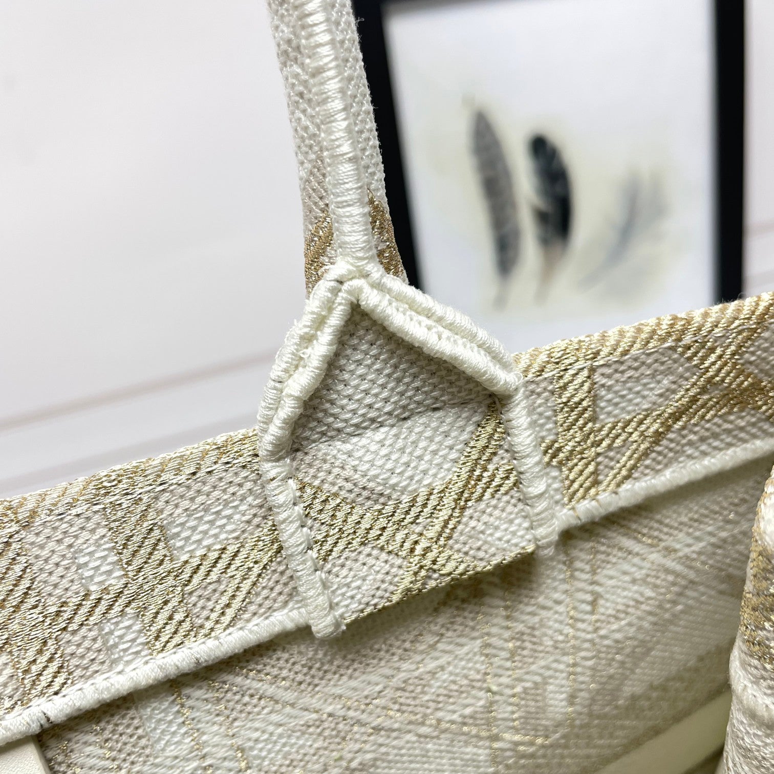 Christian Dior Small Book Tote - White and Gold-Tone Plan de Paris Embroidered Canvas Bag