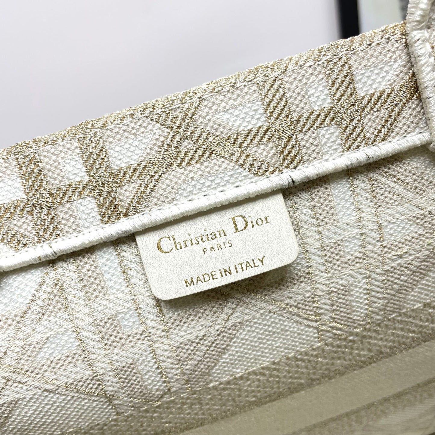 Christian Dior Medium Book Tote - Gold-Tone Metallic Cannage Embroidery