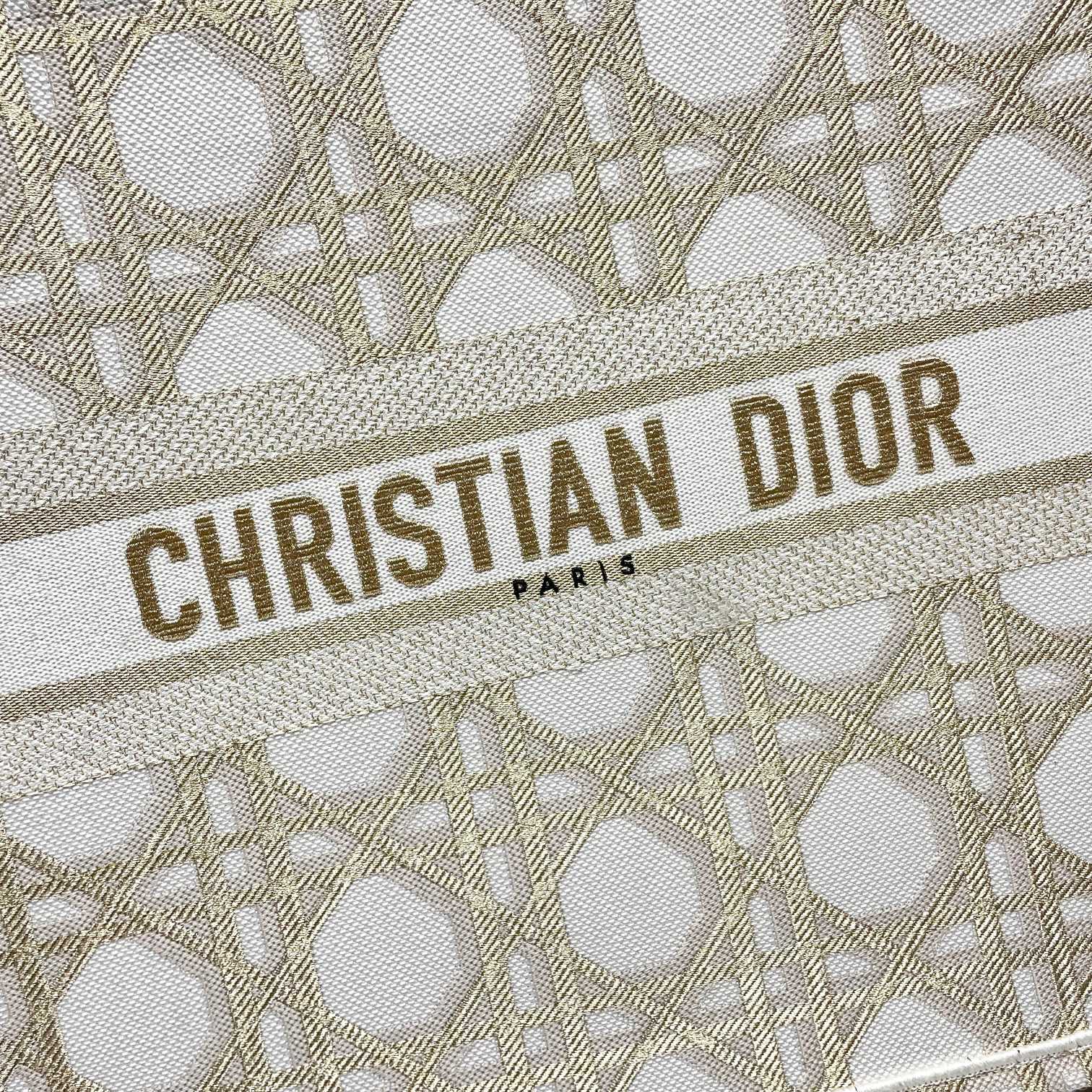 Christian Dior Medium Book Tote - Beige Embroidered Cannage Canvas