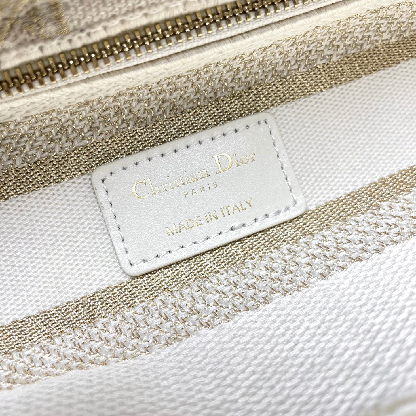 Christian Dior Medium Lady D-Lite Bag - Beige/White Embroidered Canvas