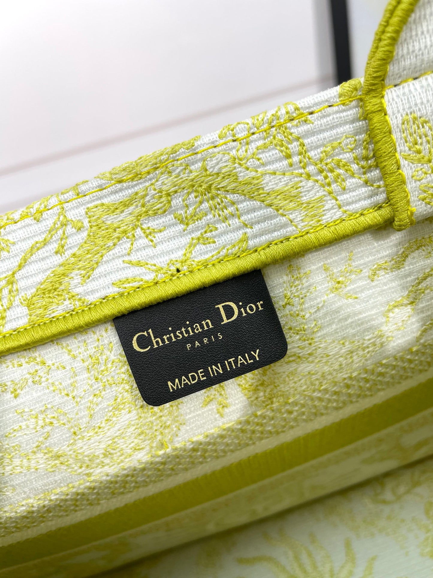 Christian Dior Medium Book Tote - Yellow & White Sun Motif Canvas Handbag