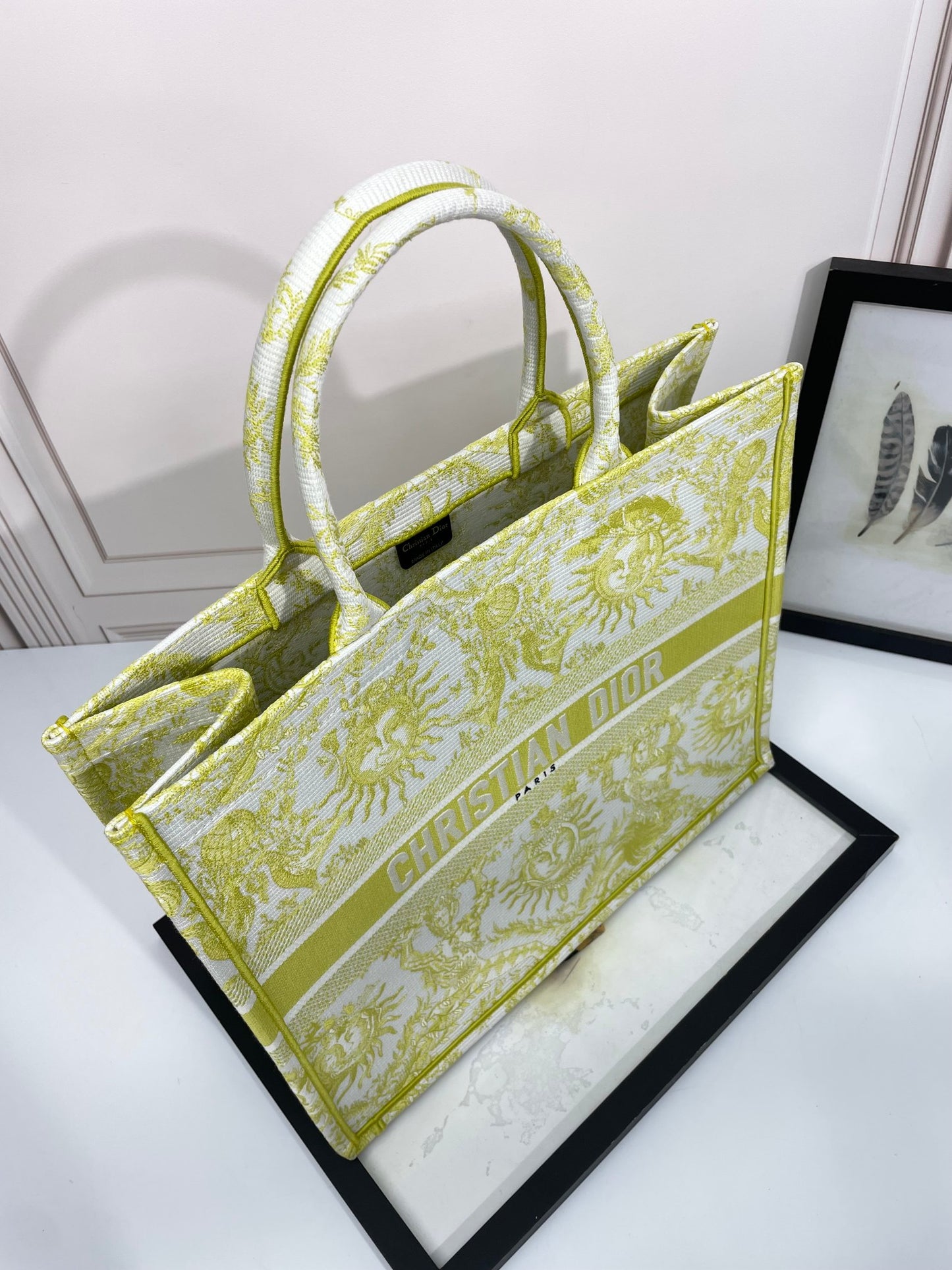 Christian Dior Large Book Tote - Yellow & White Zodiac Embroidery