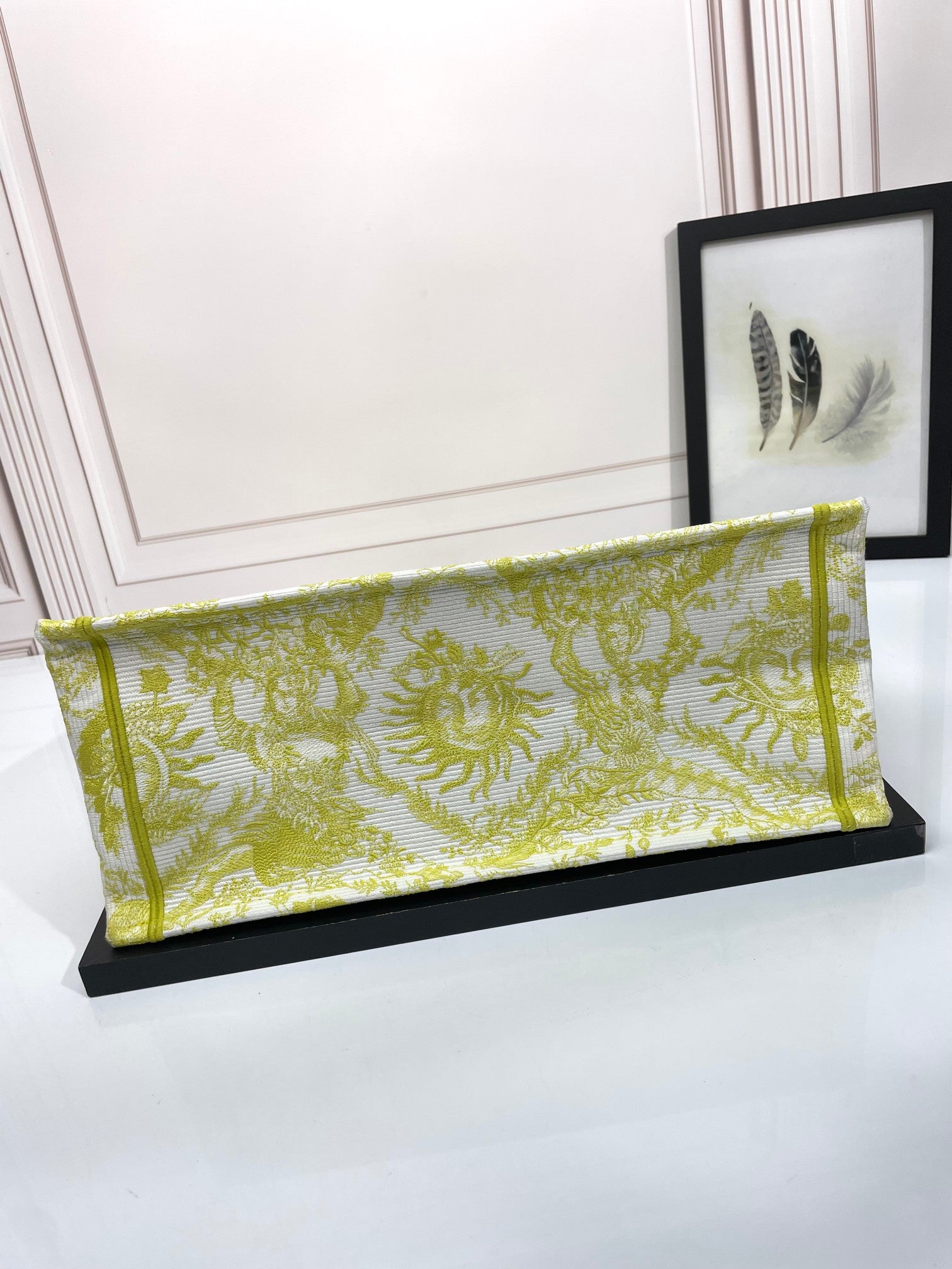 Christian Dior Large Book Tote Yellow Toile de Jouy Zodiac Embroidery Canvas Bag