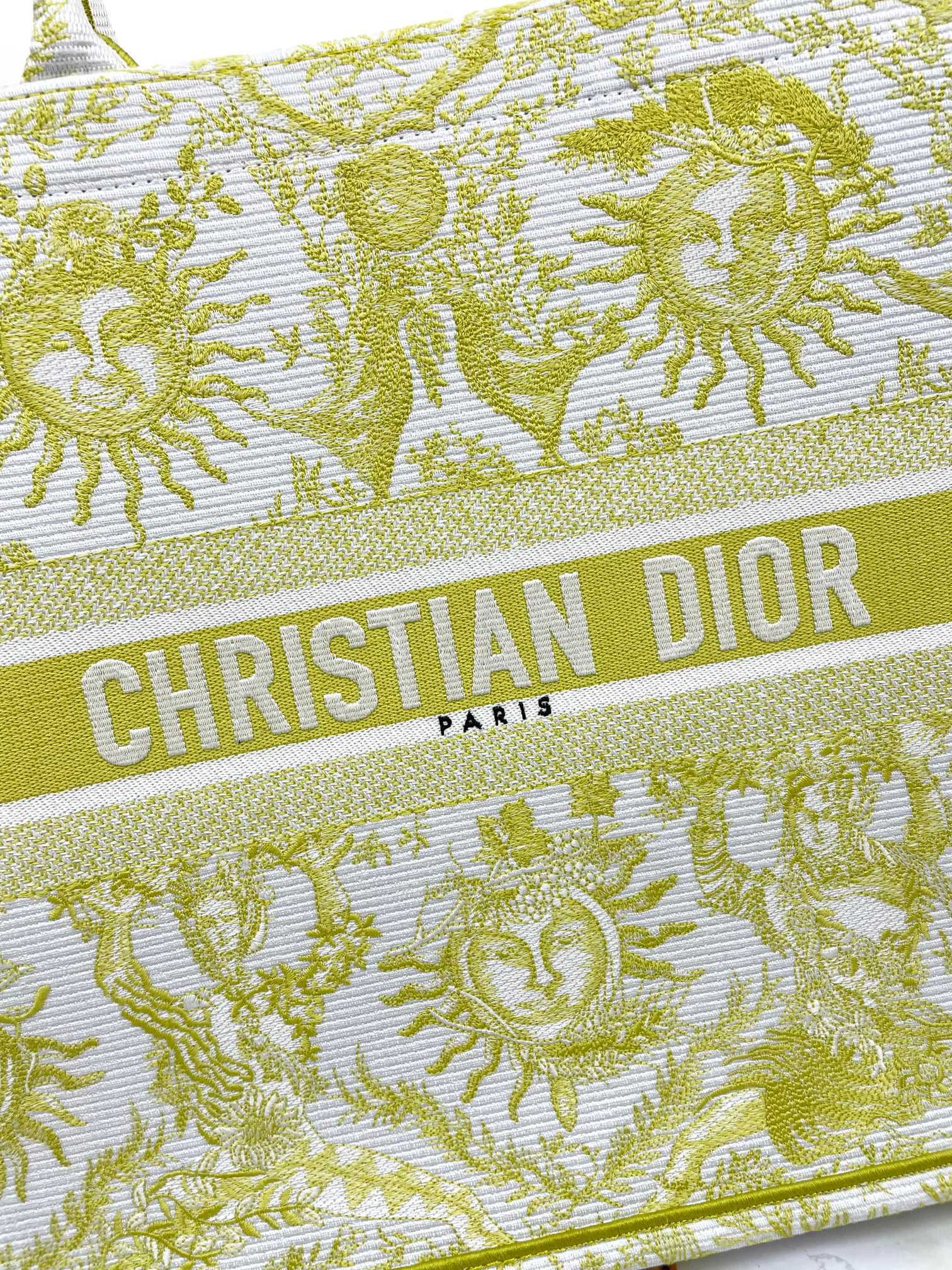 Christian Dior Large Book Tote - Yellow & White Zodiac Embroidery