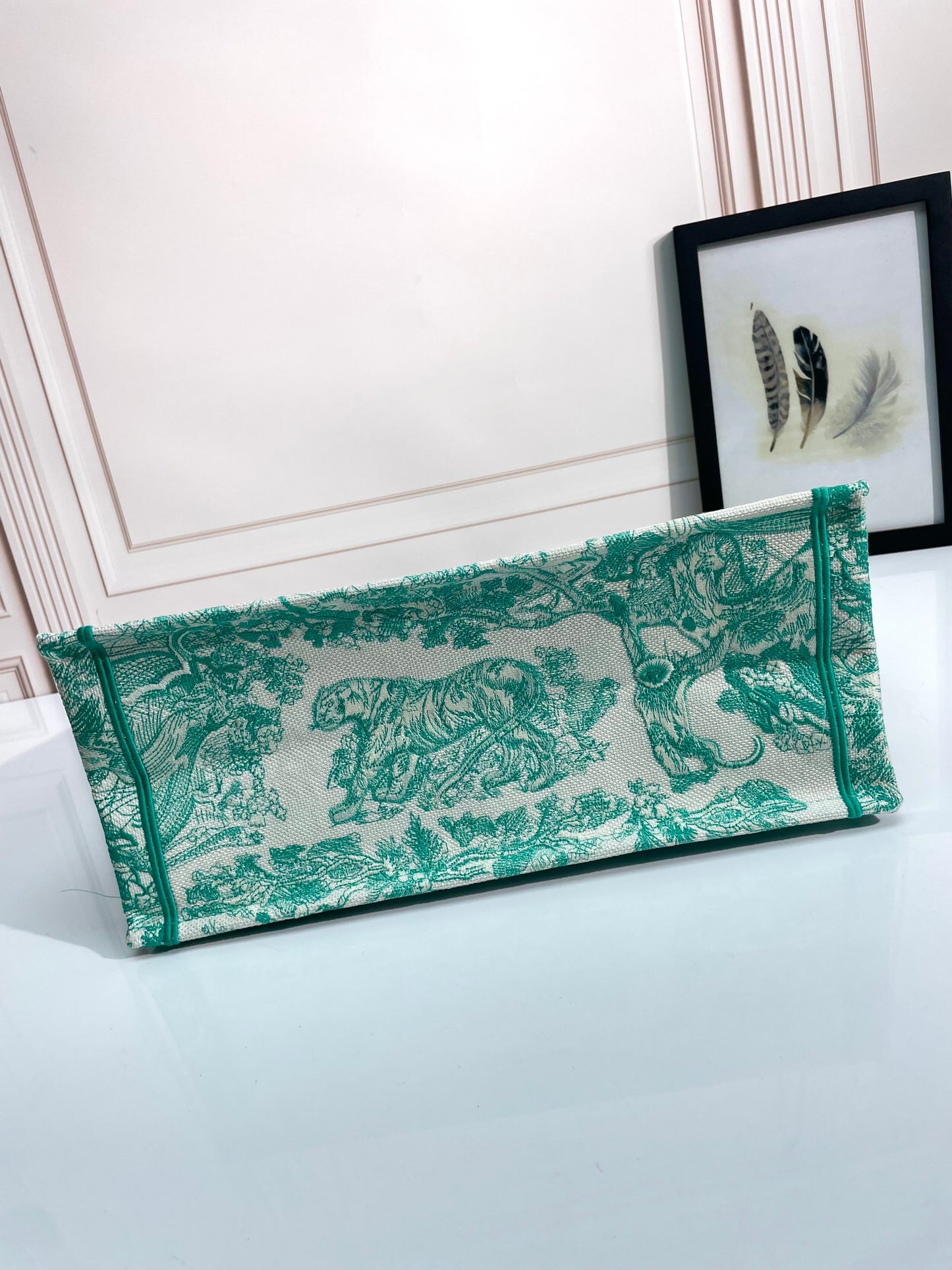 Christian Dior Green Toile de Jouy Book Tote Bag