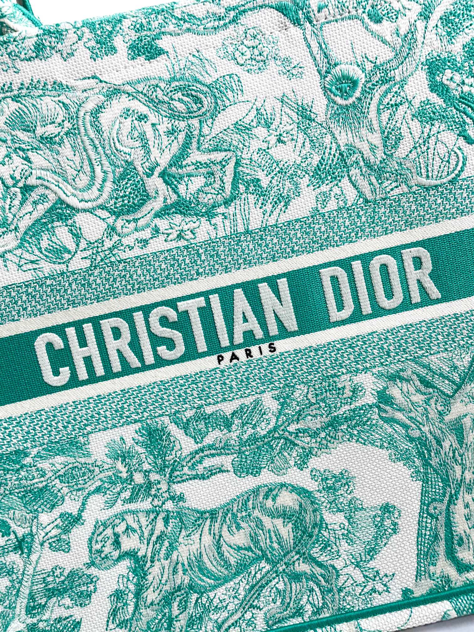 Christian Dior Green Toile de Jouy Book Tote Bag