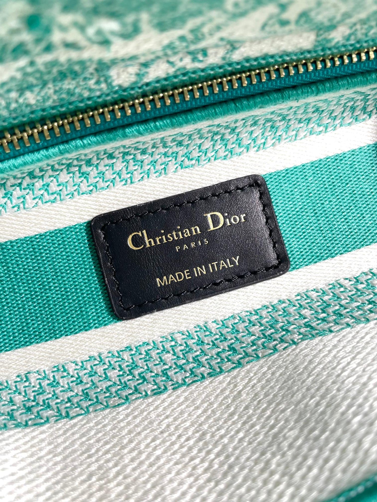 Christian Dior Lady D-Lite Bag - Green Toile de Jouy Embroidery Medium Handbag