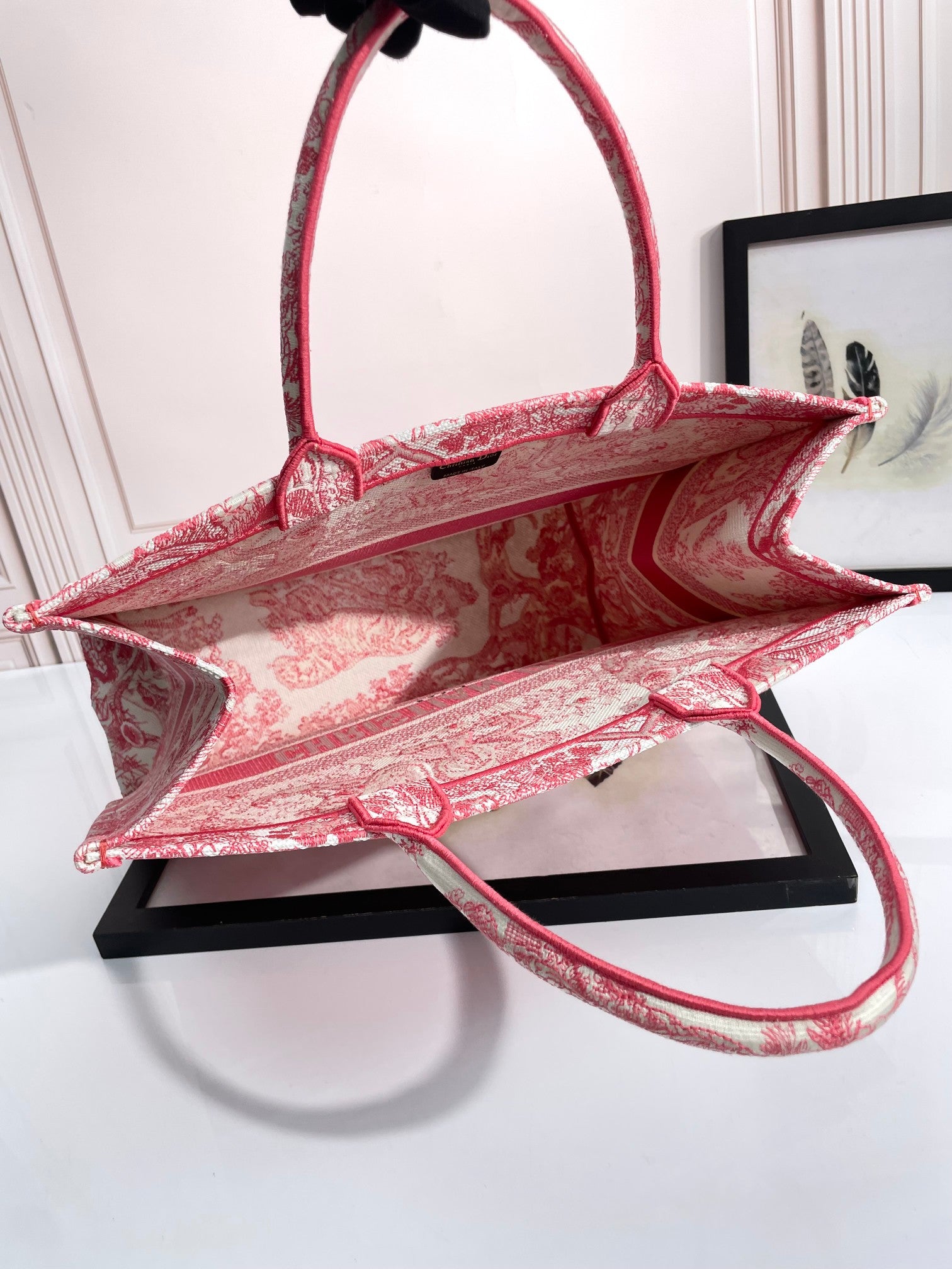 Christian Dior Large Book Tote - Red Toile de Jouy Embroidery