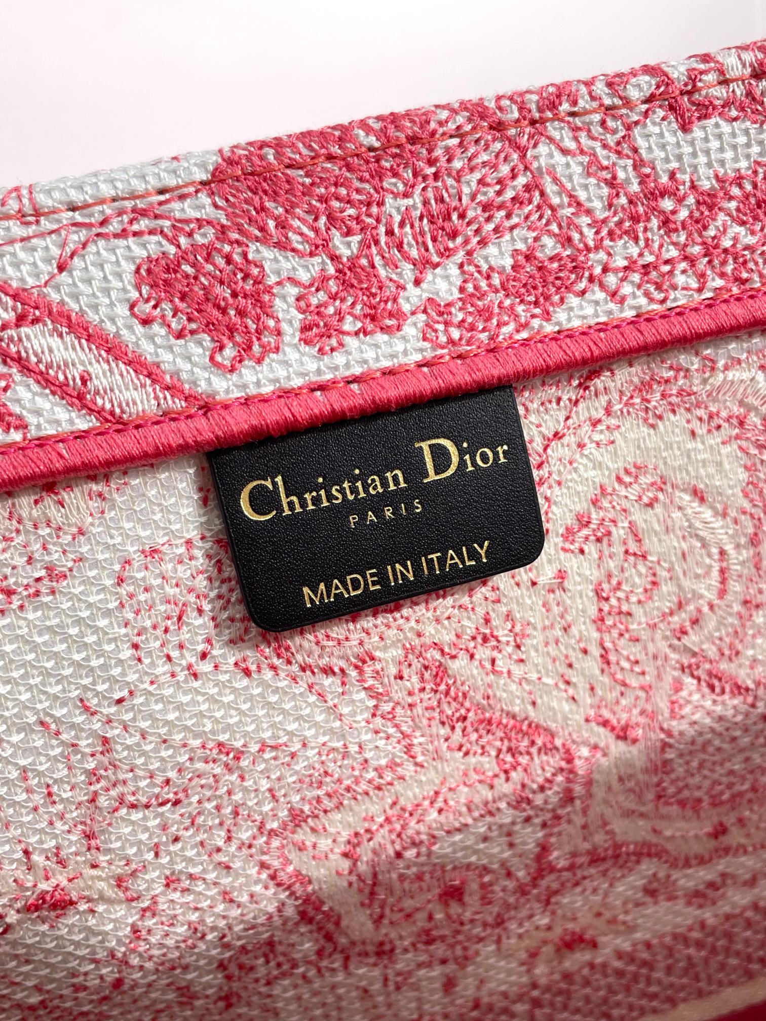 Christian Dior Large Book Tote Bag - Pink Toile de Jouy Embroidery