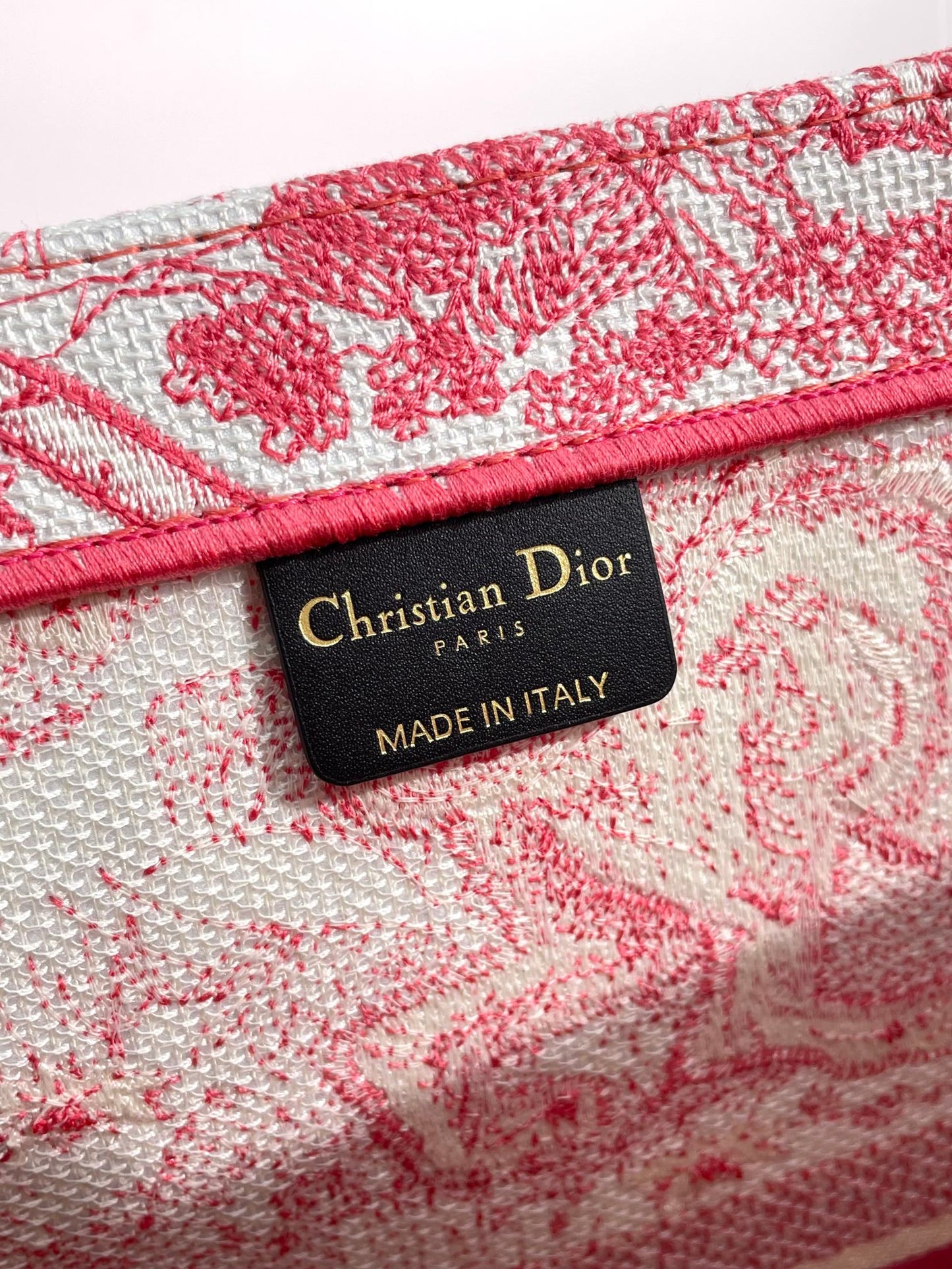 Christian Dior Large Book Tote Pink Toile de Jouy Embroidery Bag