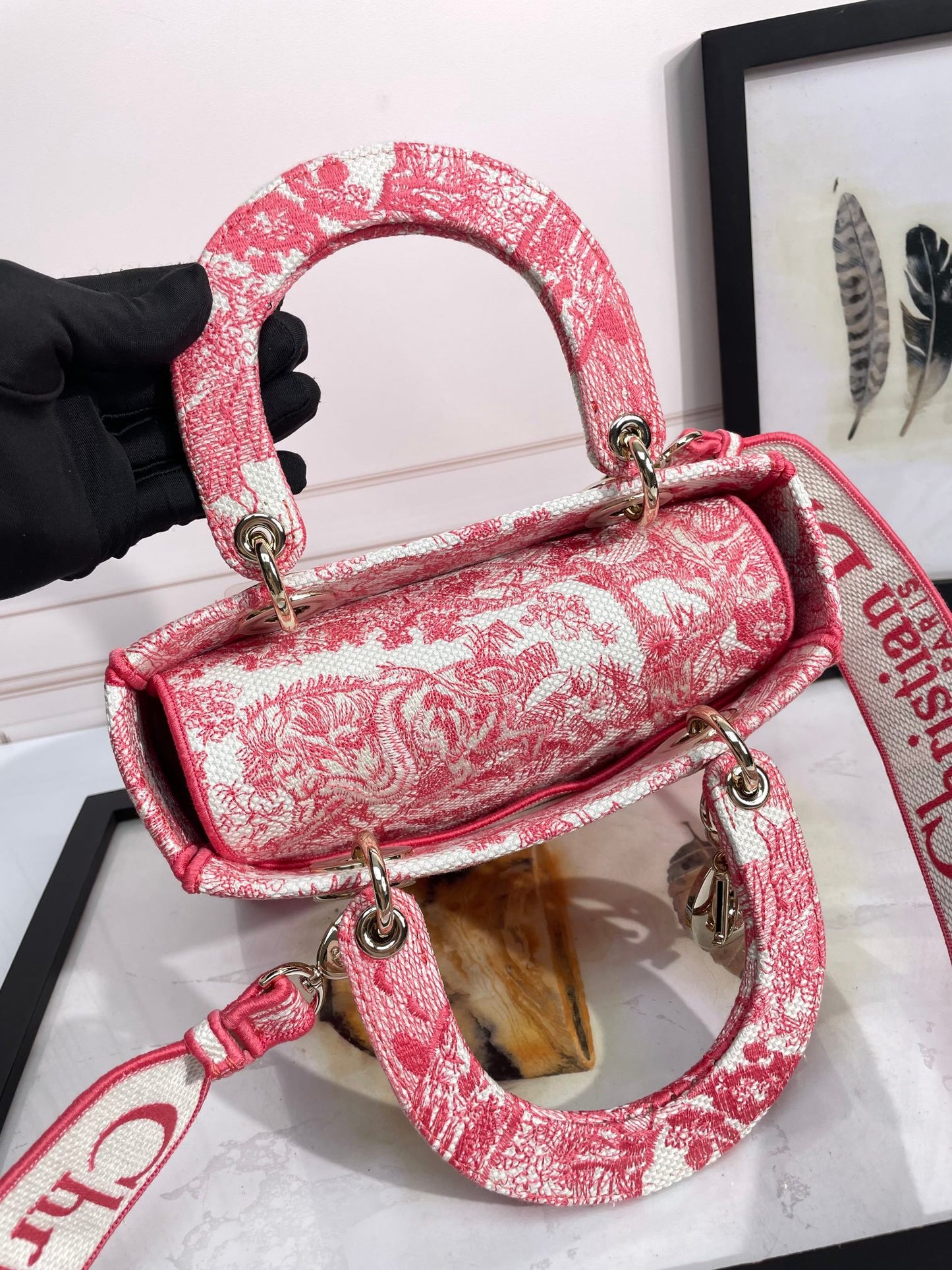 Christian Dior Lady Dior Bag Pink Toile de Jouy Embroidery