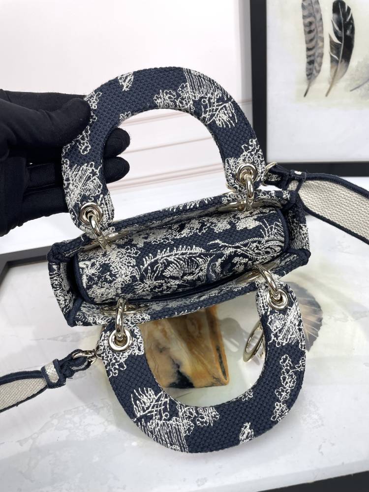 Christian Dior Mini Lady D-Lite Bag Blue Toile de Jouy Reverse Embroidery