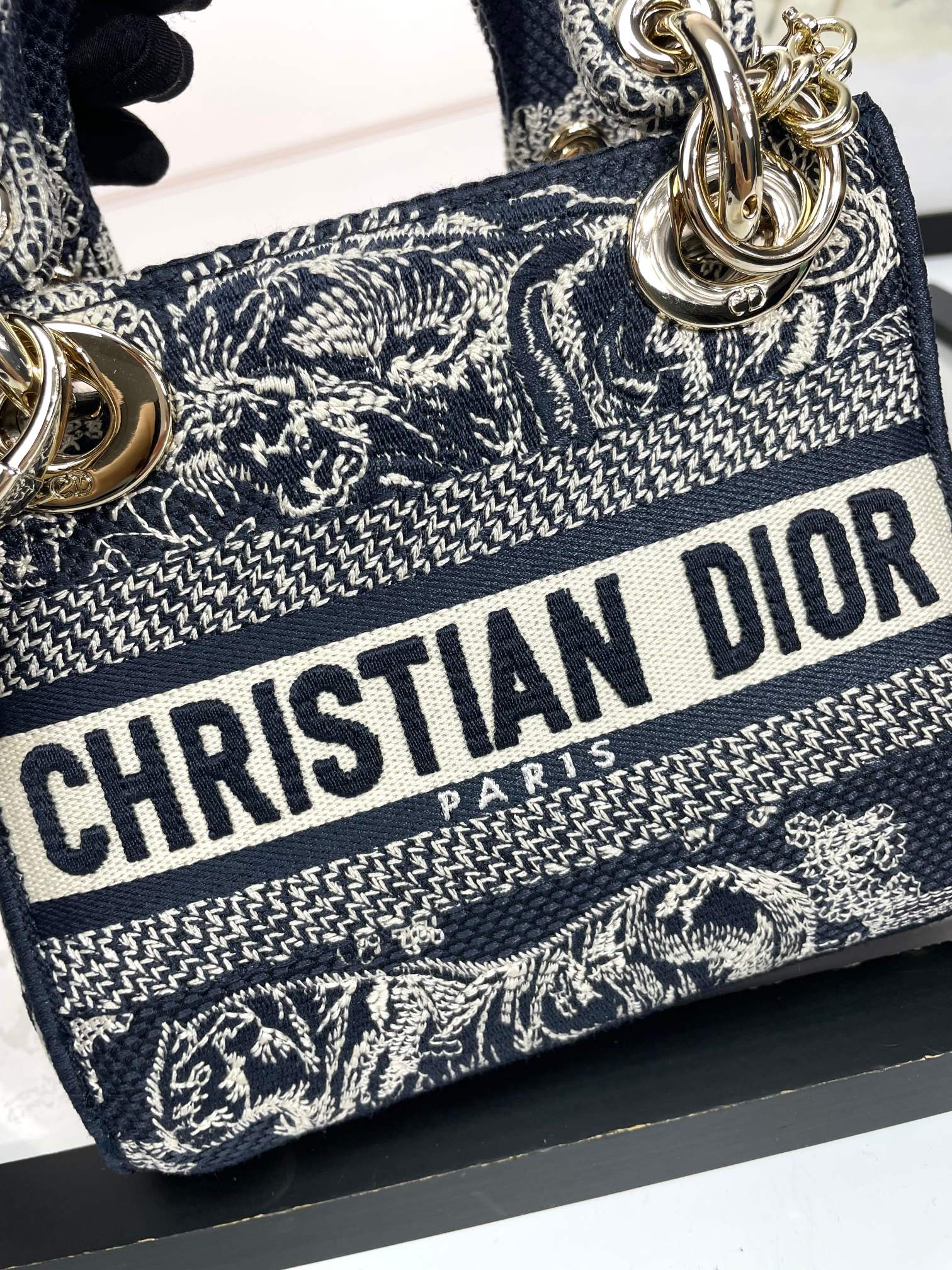 Christian Dior Mini Lady D-Lite Bag Blue Toile de Jouy Reverse Embroidery
