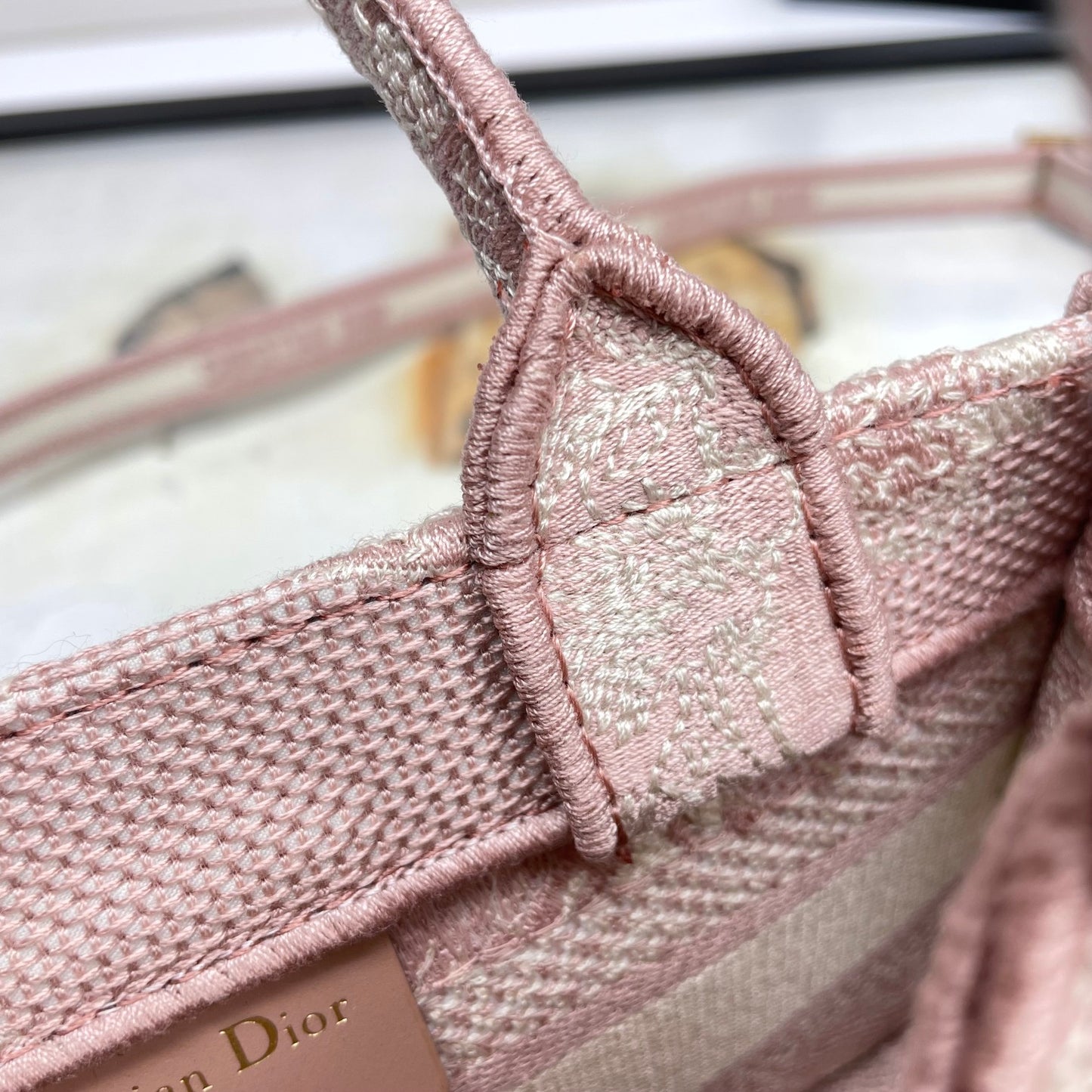 Christian Dior Mini Book Tote Bag - Pink Rose Toile de Jouy Embroidered Canvas