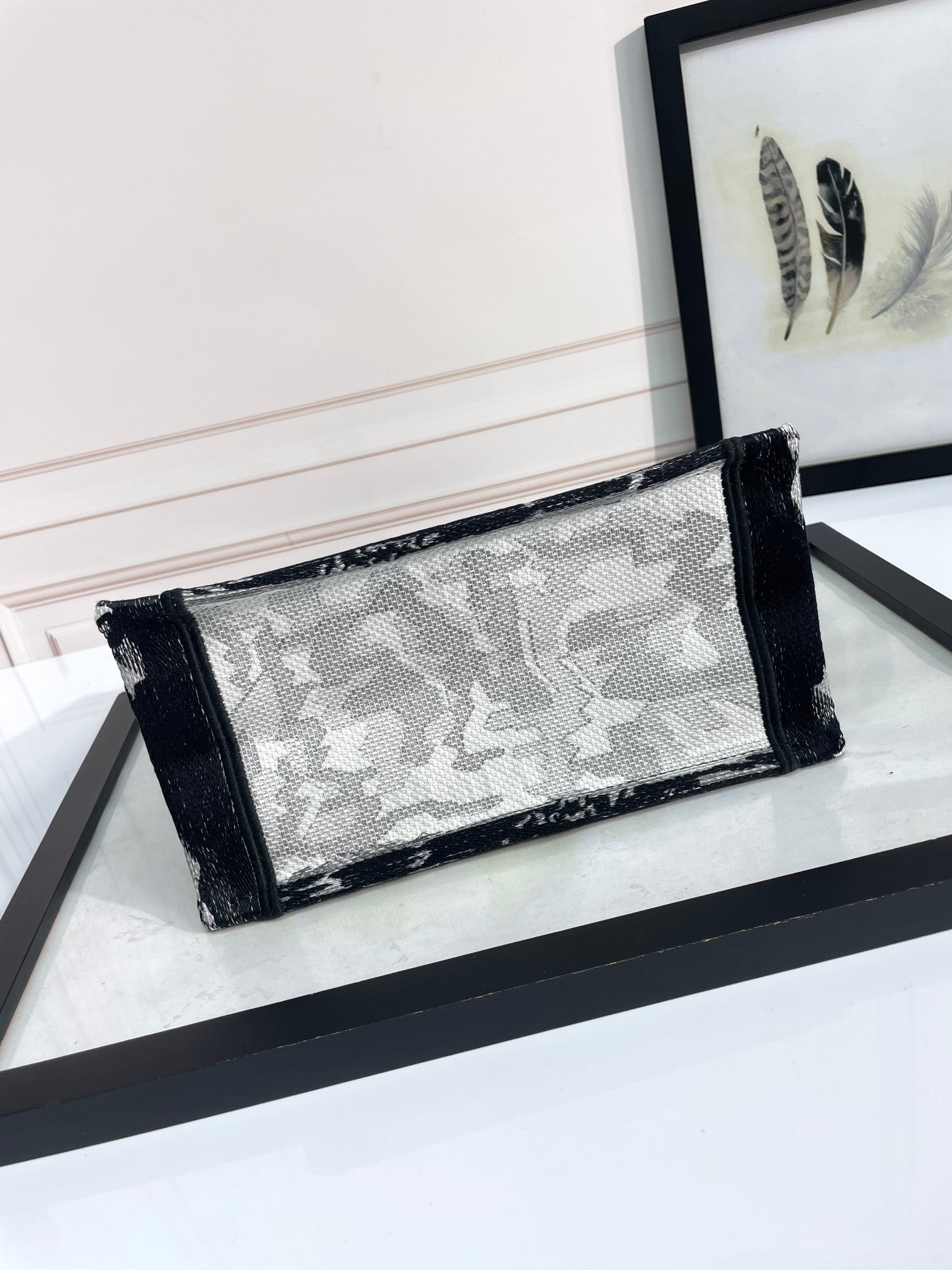 Christian Dior Medium Book Tote Plan de Paris Embroidery Bag - Black and White