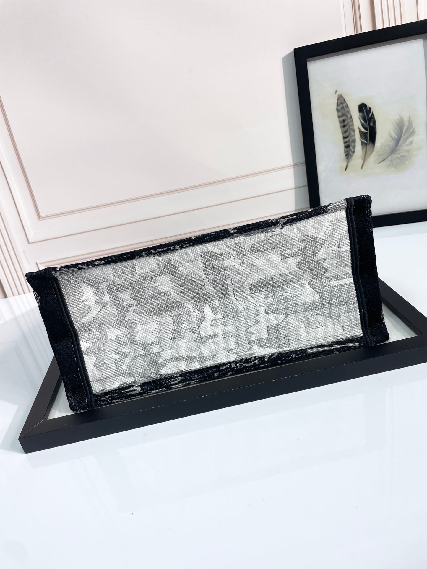 Christian Dior Paris Print Book Tote Bag - Black and White Eiffel Tower Motif