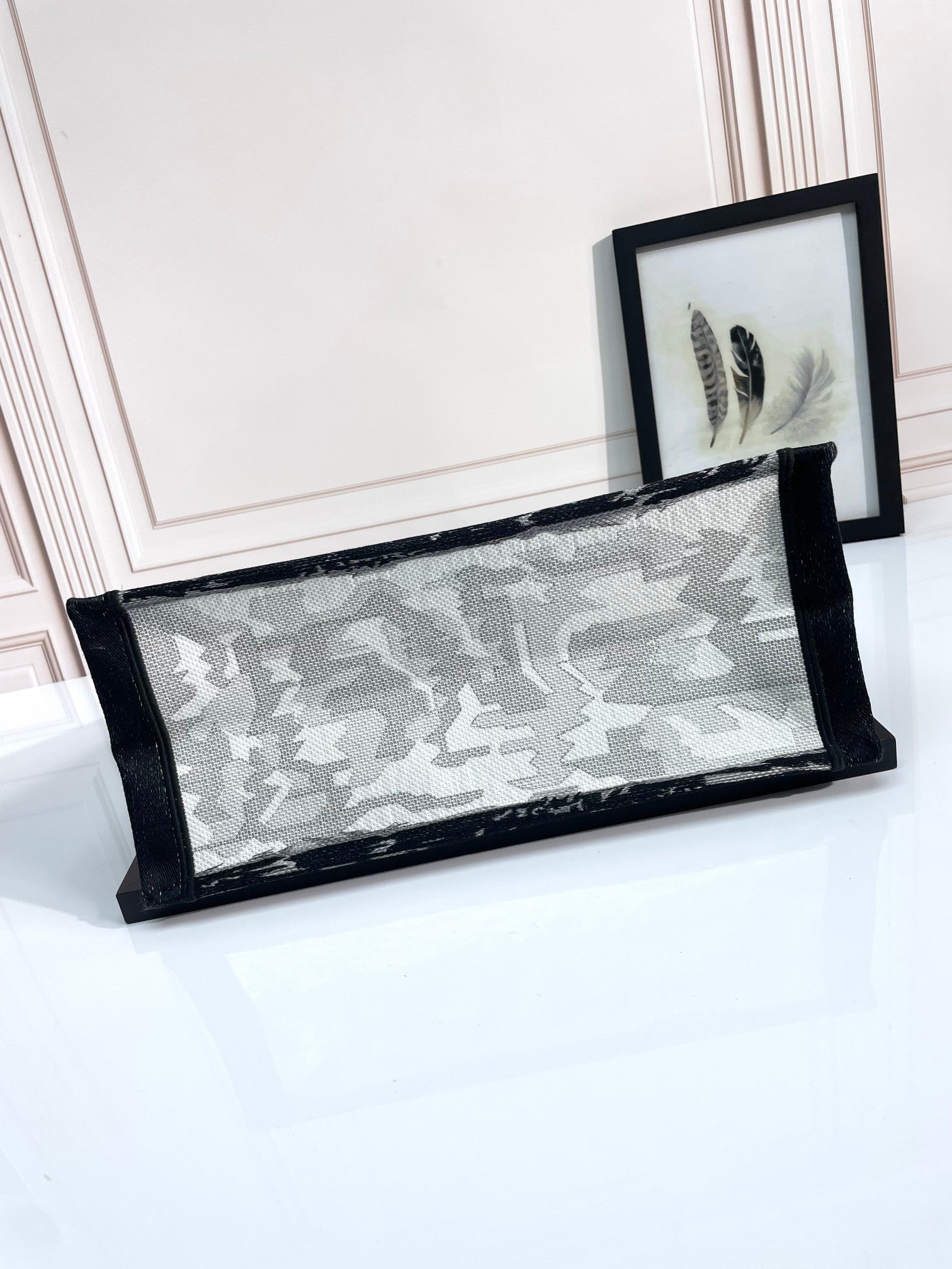 Christian Dior Large Book Tote - Black and White Plan de Paris Embroidery with Eiffel Tower