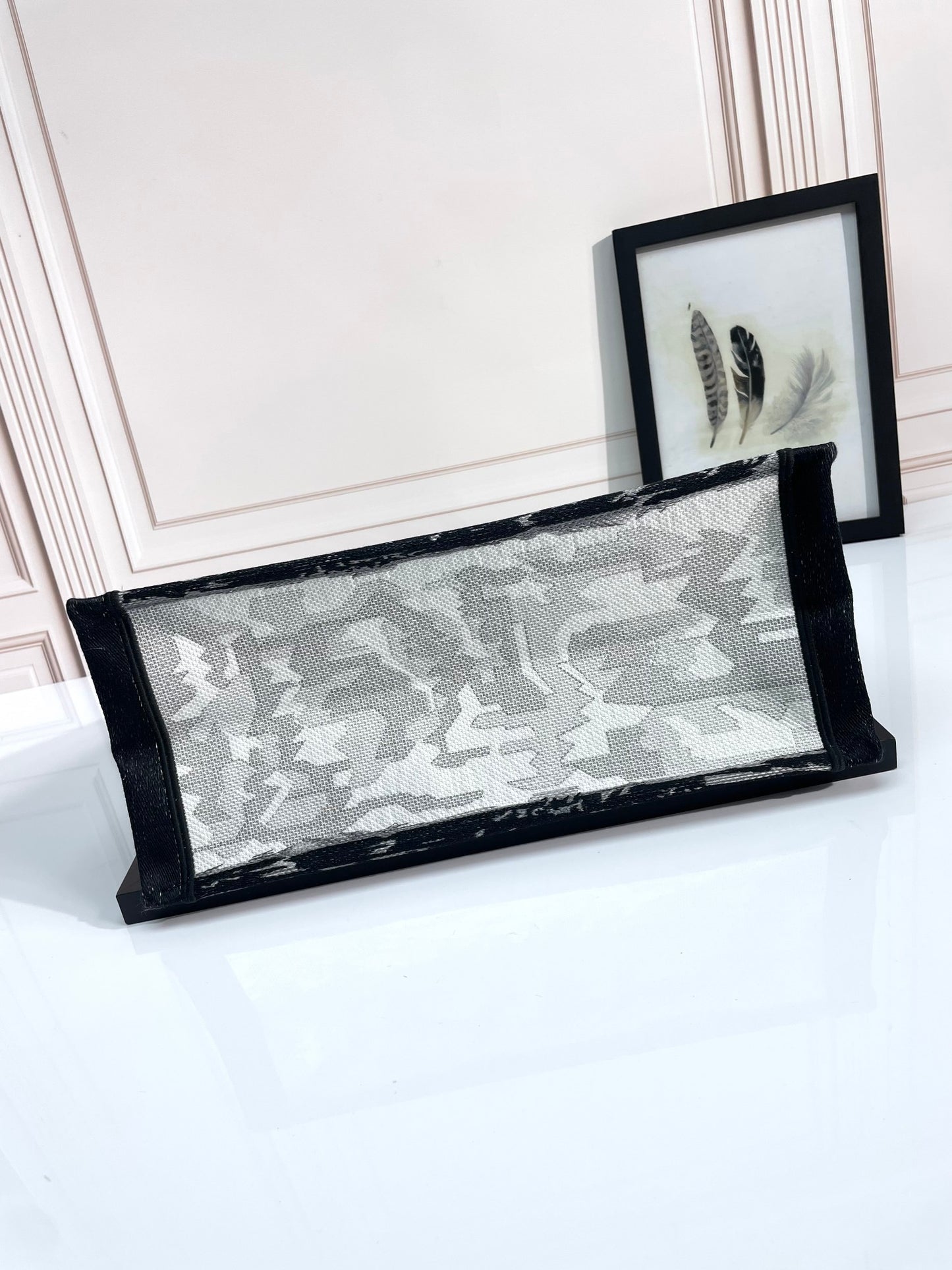Christian Dior Large Book Tote - Eiffel Tower Embroidery - Black and White