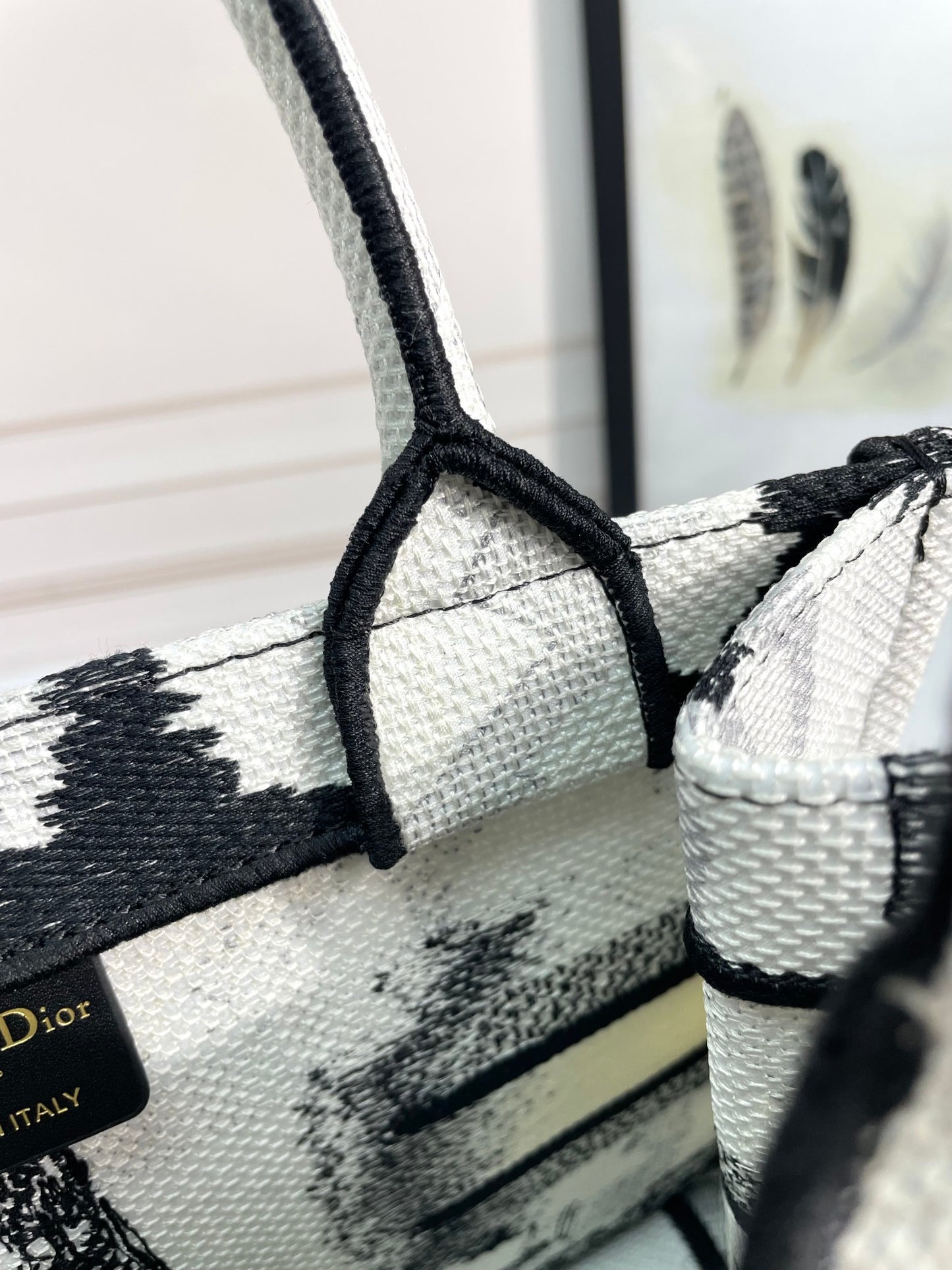 Christian Dior Medium Book Tote Bag - White and Black Plan de Paris Embroidery