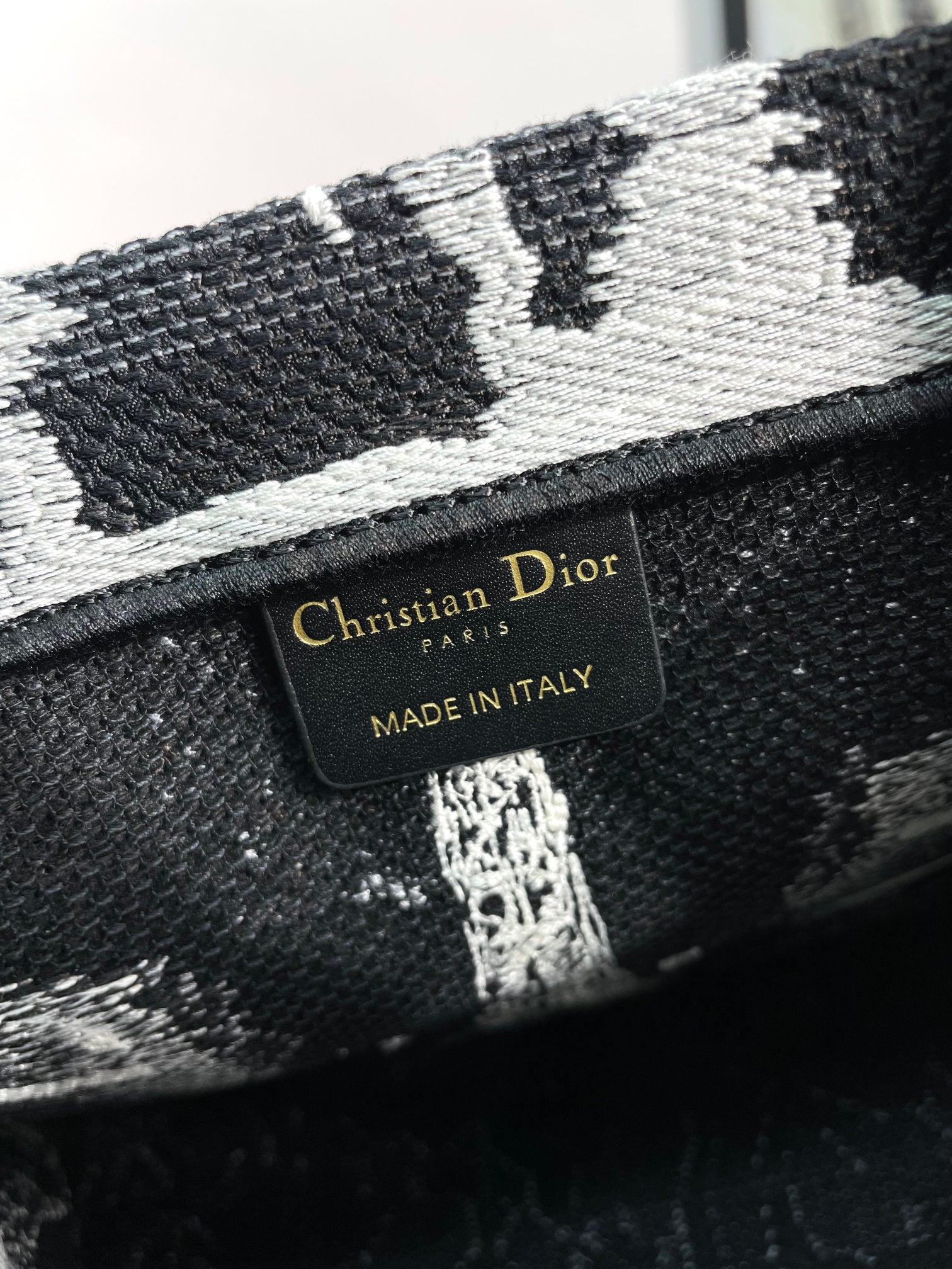 Christian Dior Small Book Tote Bag - Black and White Plan de Paris Embroidery