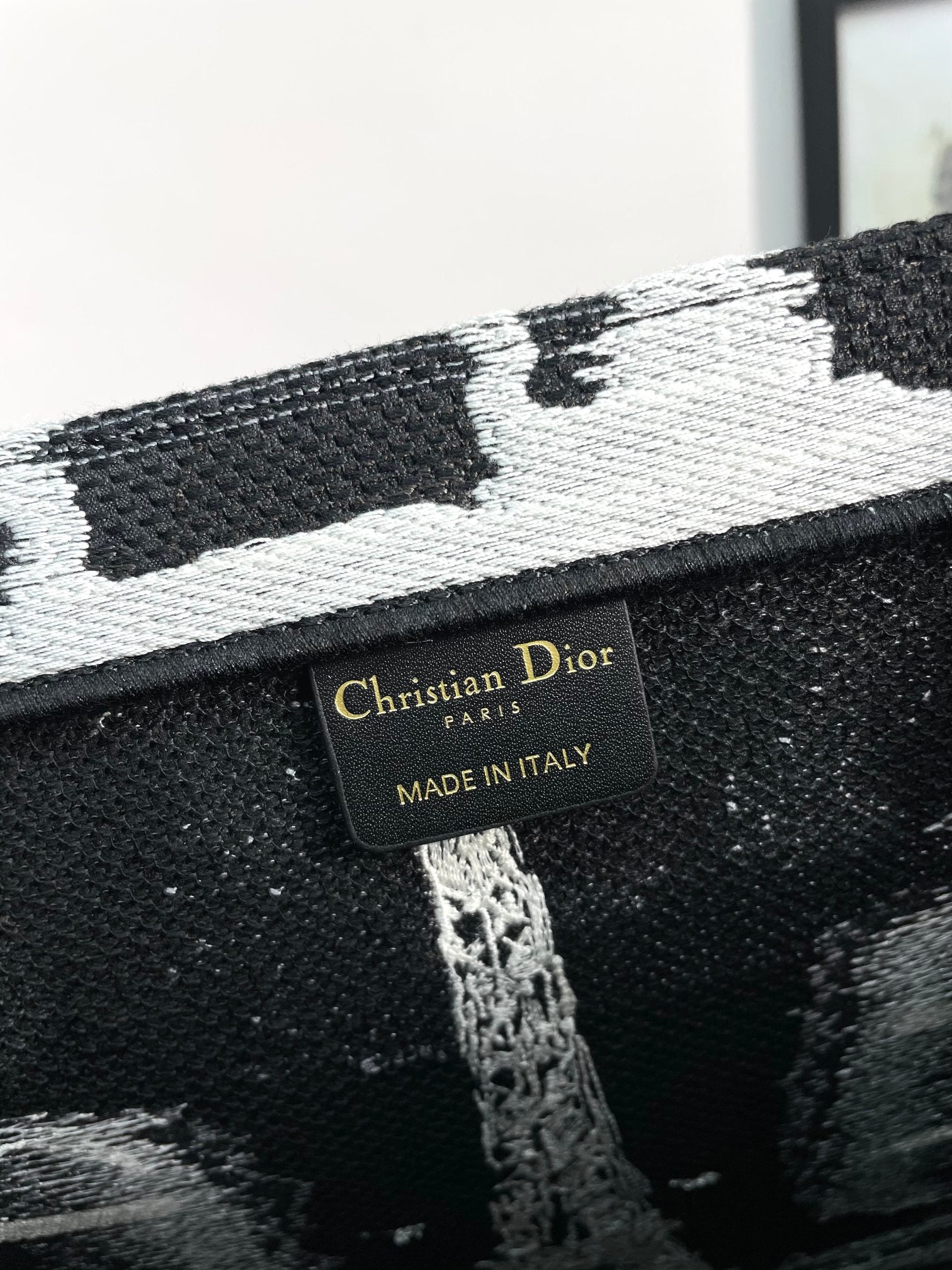 Christian Dior Medium Book Tote Plan de Paris Embroidery - Black & White