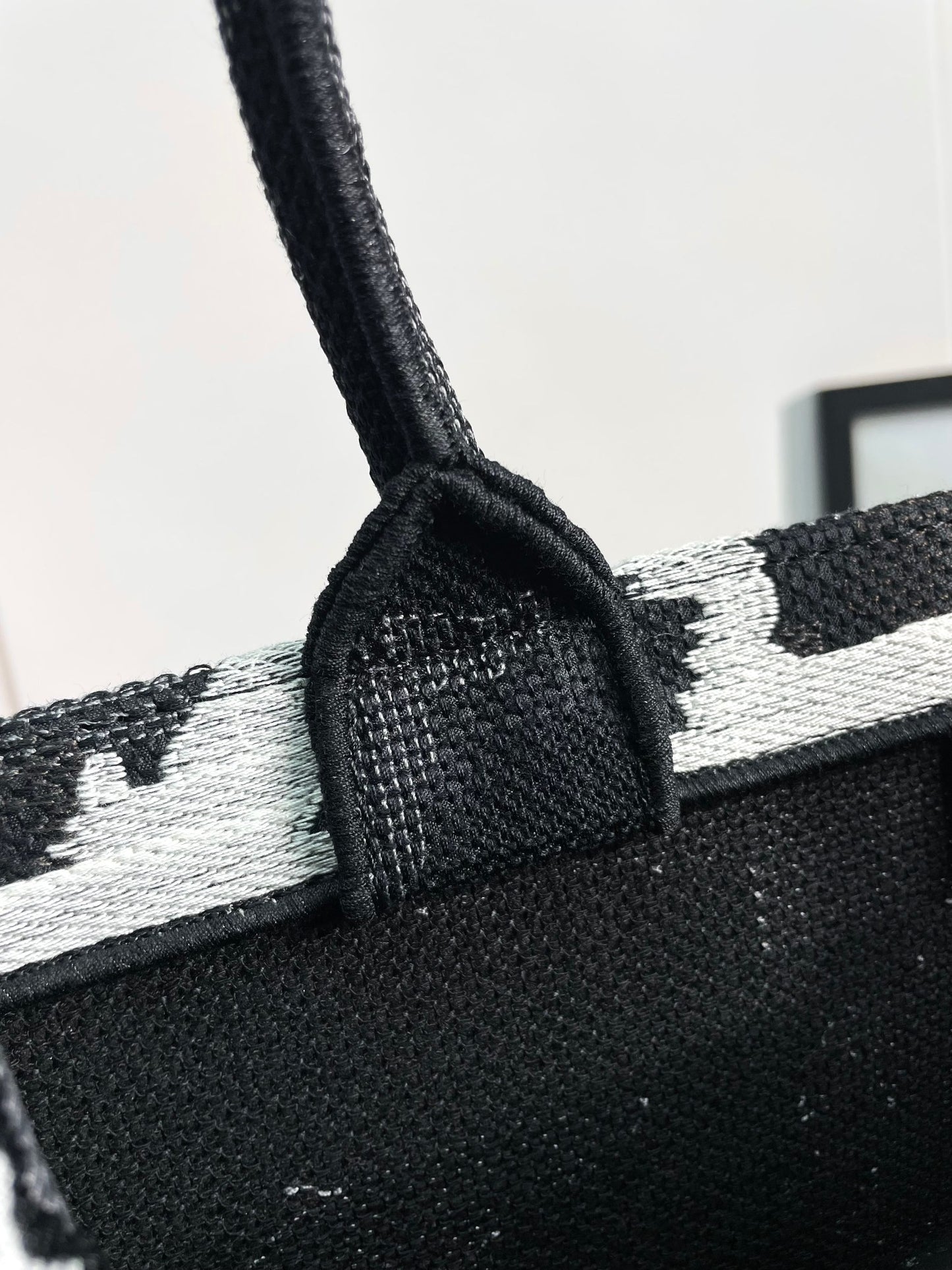 Christian Dior Large Book Tote Bag Black and White Paris Eiffel Tower Embroidery