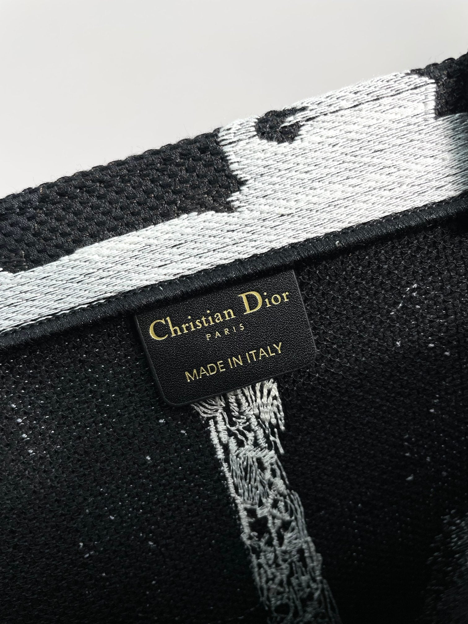 Christian Dior Large Book Tote Bag with Black and White Eiffel Tower Embroidery