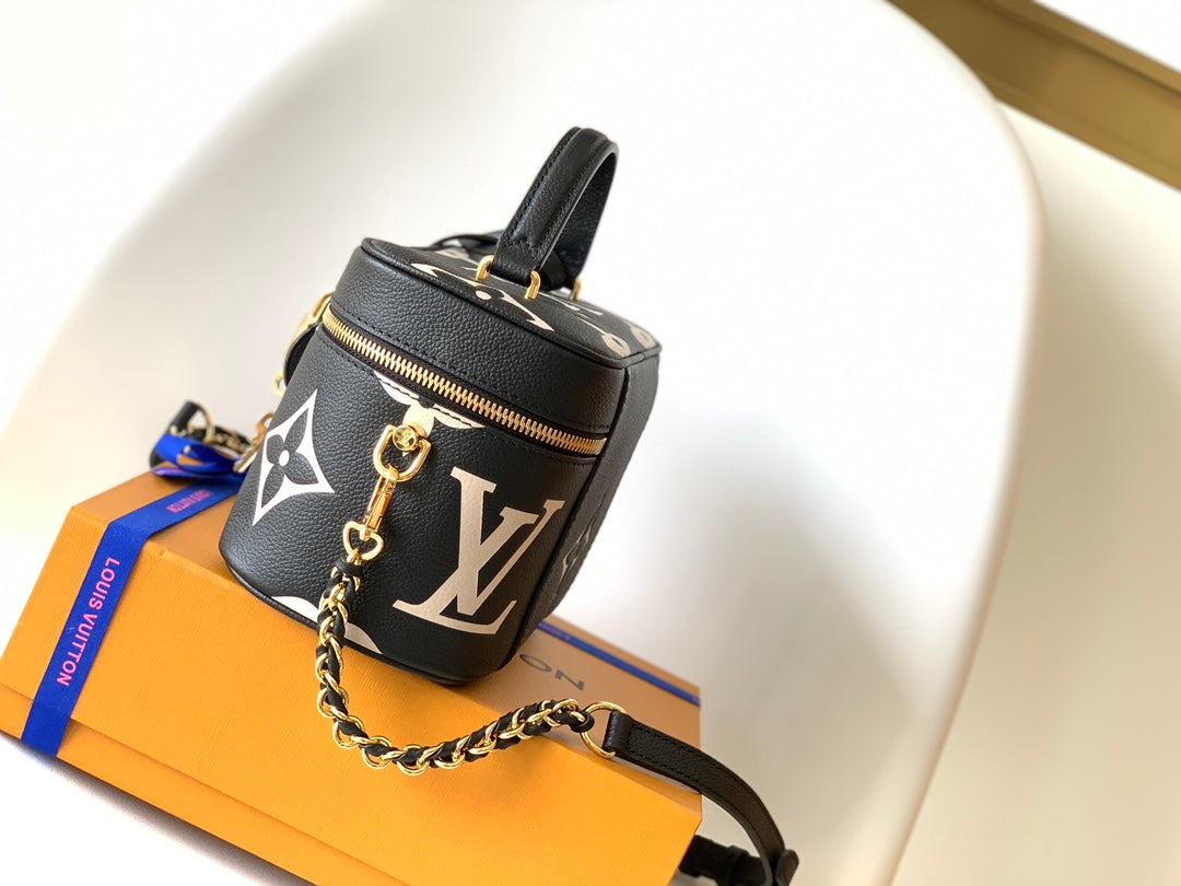 Louis Vuitton Vanity PM Monogram Empreinte Giant Leather Bag - Black/Beige