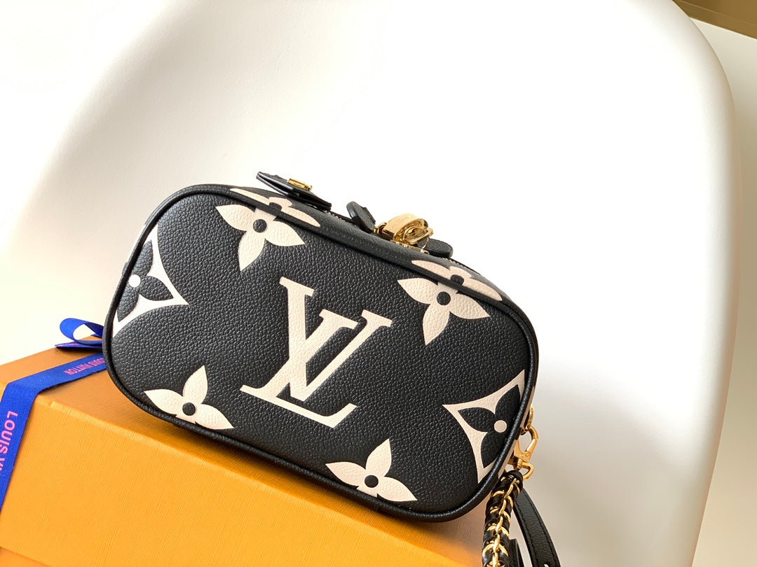 Louis Vuitton Vanity PM Monogram Empreinte Giant Leather Bag - Black/Beige