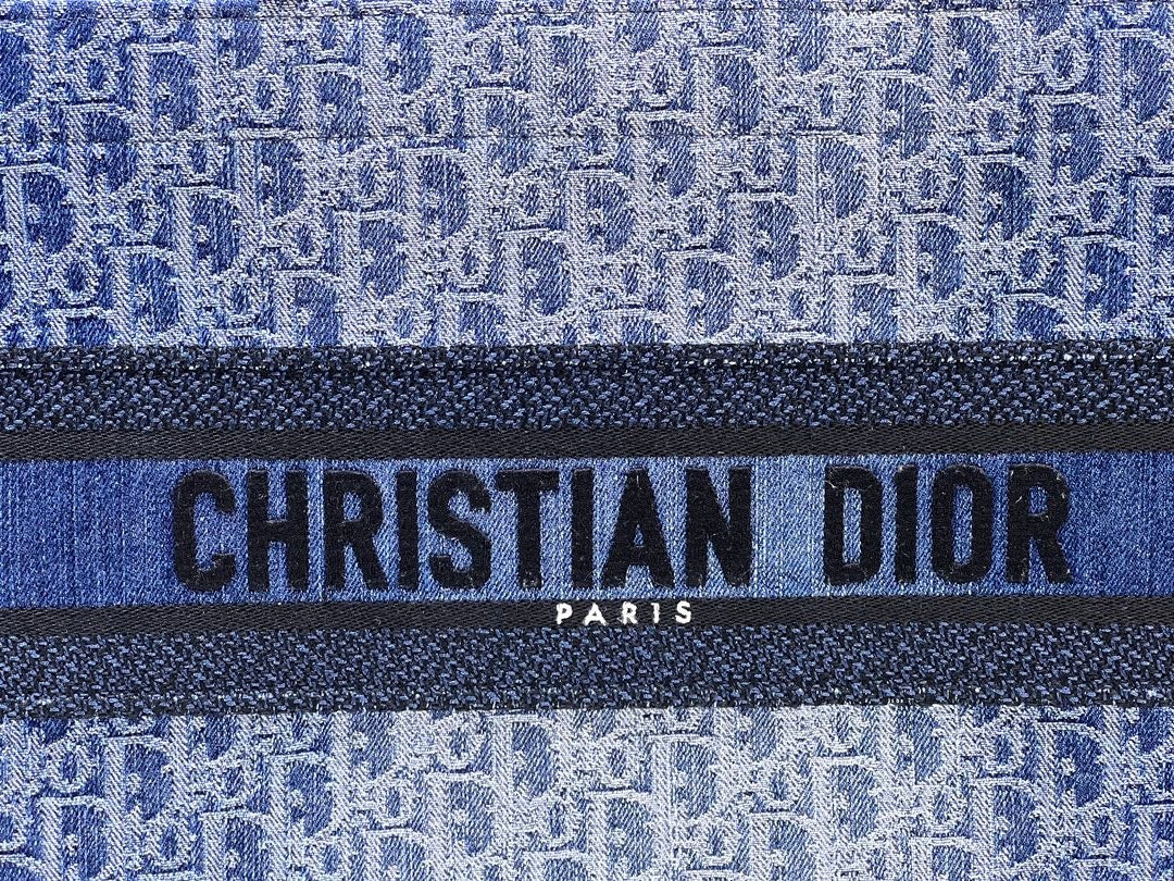 Christian Dior Large Book Tote Blue Dior Oblique Embroidery