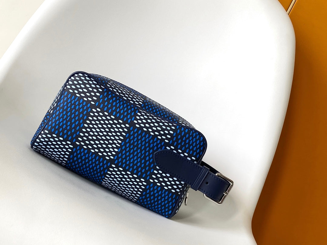 Louis Vuitton Damier Pop Dopp Kit Toiletry Bag - Blue Canvas
