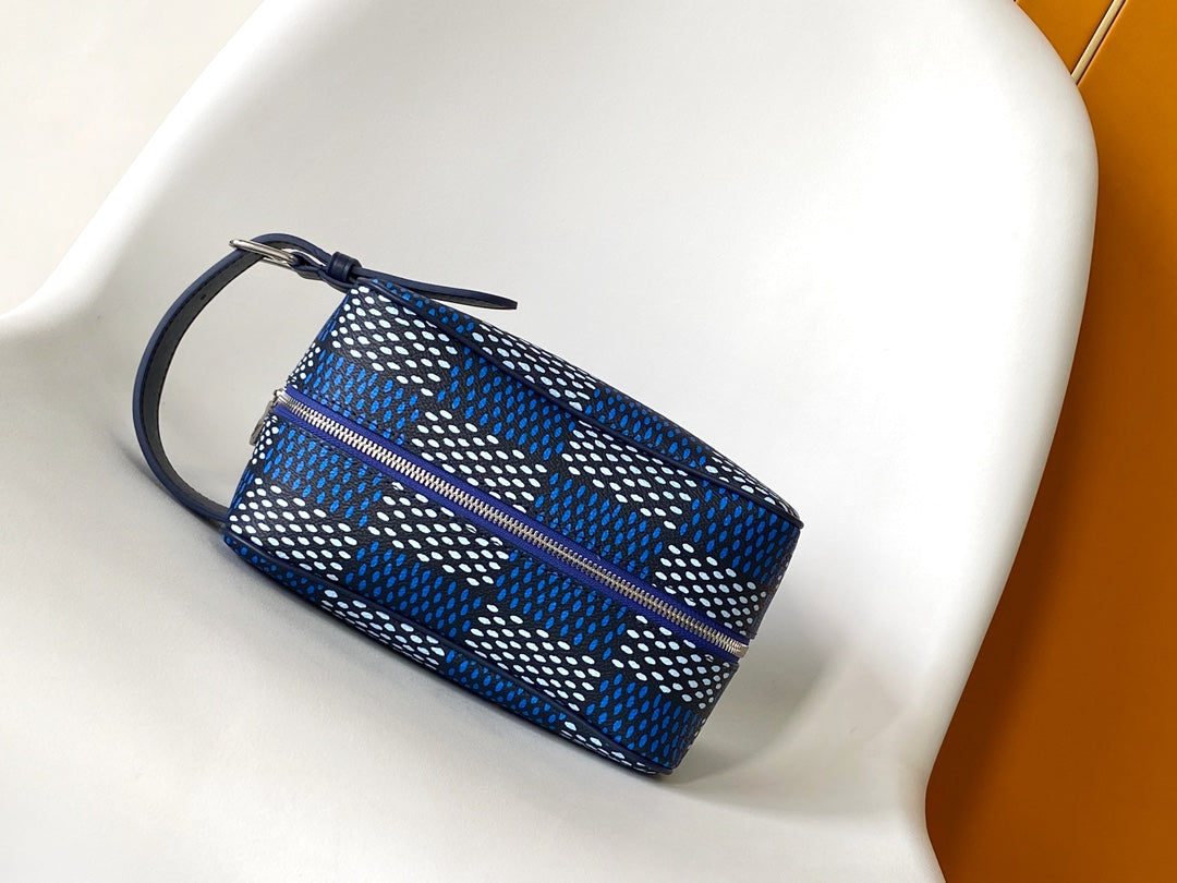 Louis Vuitton Damier Pop Dopp Kit Toiletry Bag - Blue Canvas