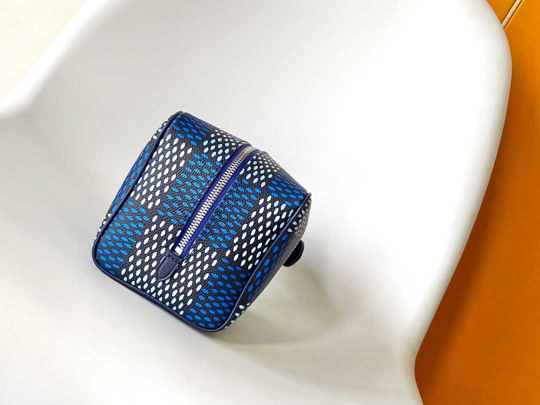 Louis Vuitton Damier Pop Dopp Kit Toiletry Bag - Blue Canvas