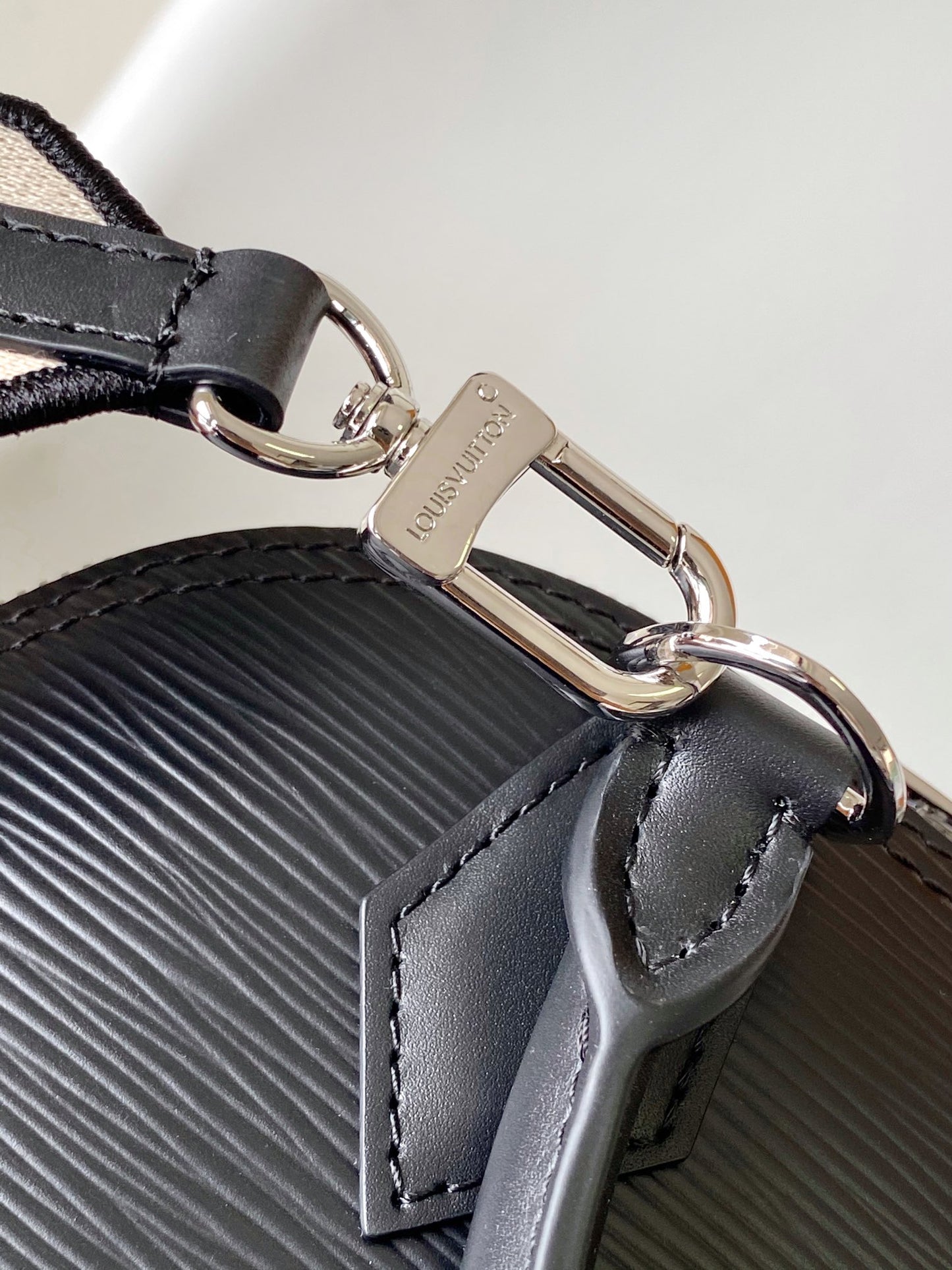 Louis Vuitton Alma BB Bag Epi Leather Noir Black with Jacquard Strap