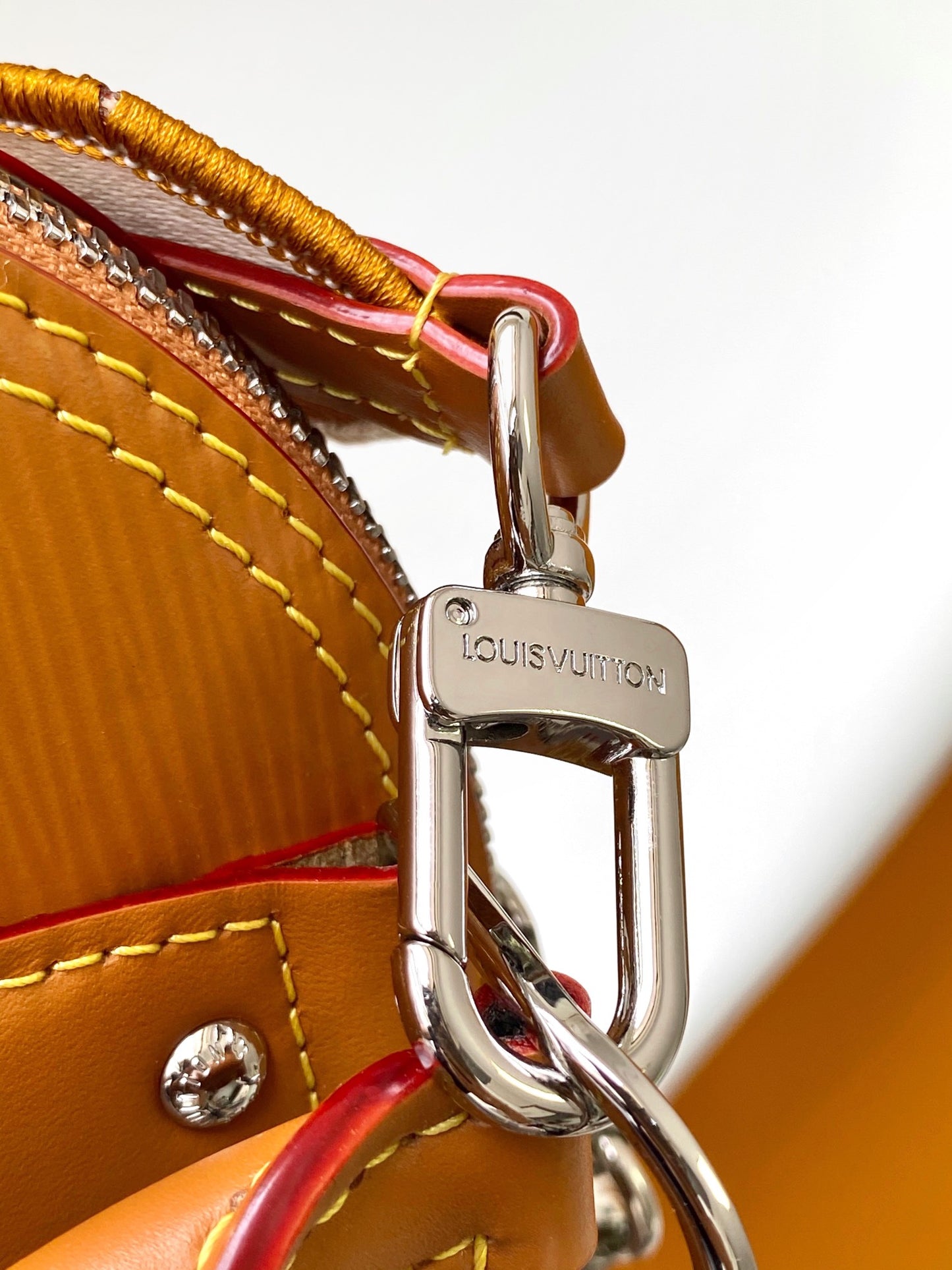 Louis Vuitton Alma BB Epi Leather Handbag with Jacquard Strap - Tan
